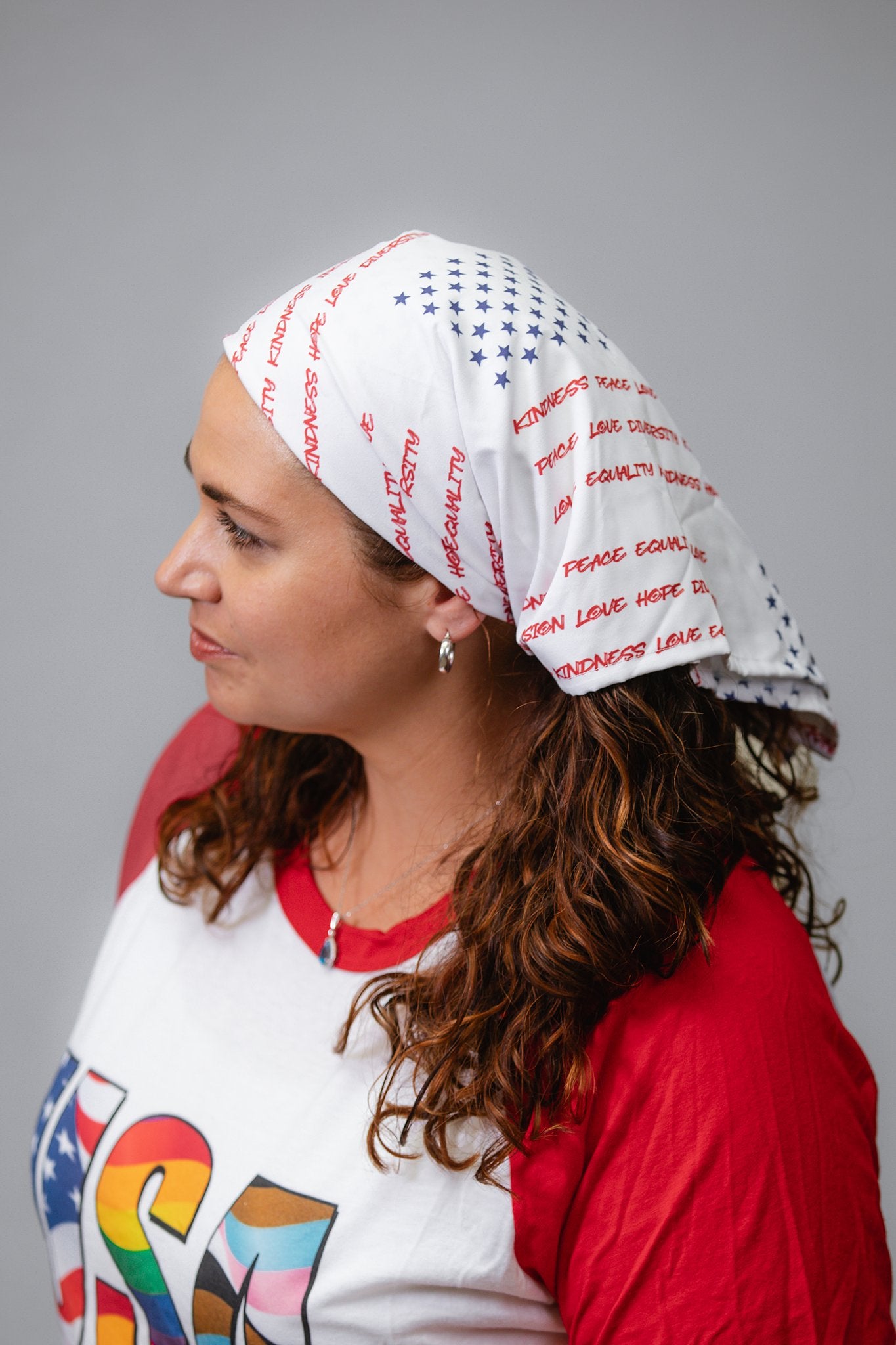 Flag Words of Kindness - Bandana - Supporting Equal Rights for All Americans Bandana Woke American Apparel