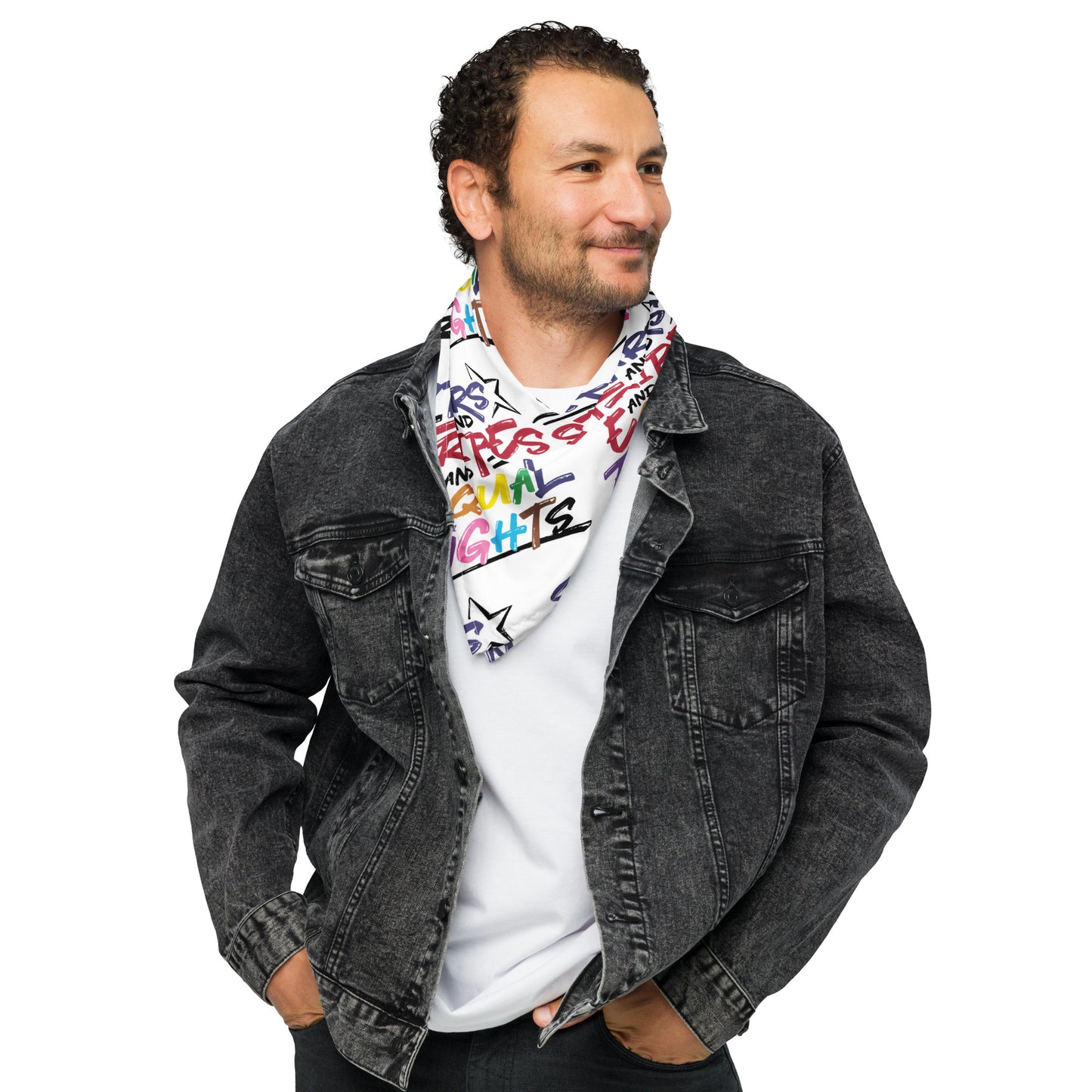 Stars and Stripes and Equal Rights (Rainbow Letters) - Bandana - Supporting Equal Rights for All Americans Bandana Woke American Apparel L