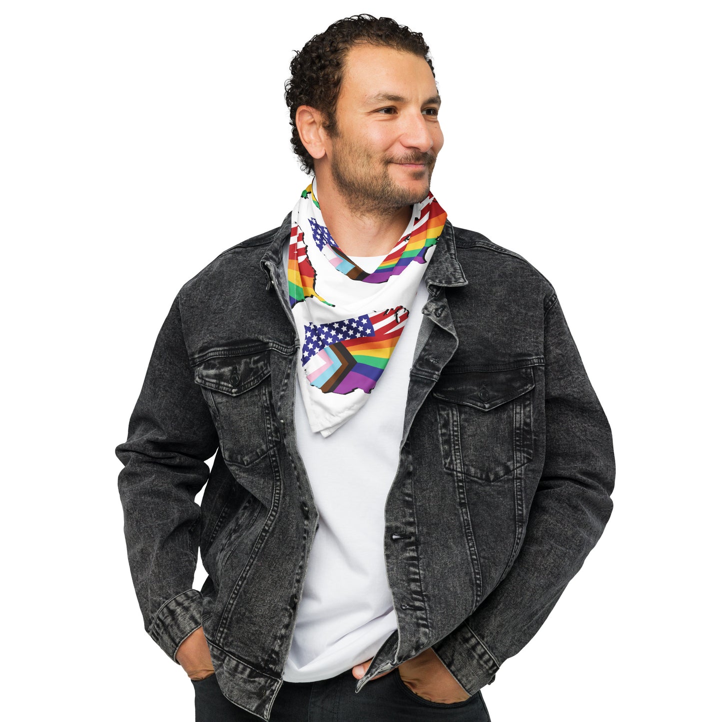 US Map Old Glory Pride - Bandana - Supporting Equal Rights for All Americans Bandana Woke American Apparel L