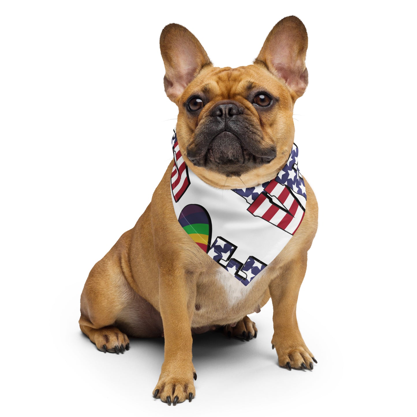 Old Glory Love with Rainbow Heart - Bandana - Supporting Equal Rights for All Americans Bandana Woke American Apparel S