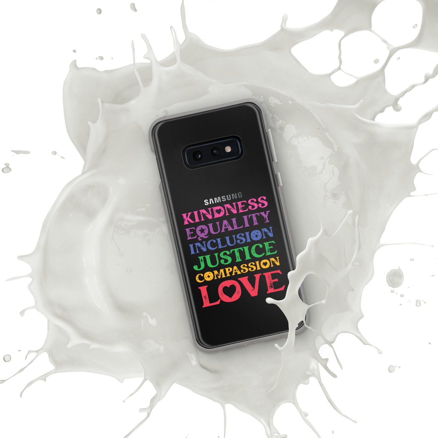Kindness Equality Inclusion Justice Compassion Love (Rainbow) - Case for Samsung® Phones Mobile Phone Cases Woke American Apparel Samsung Galaxy S10e