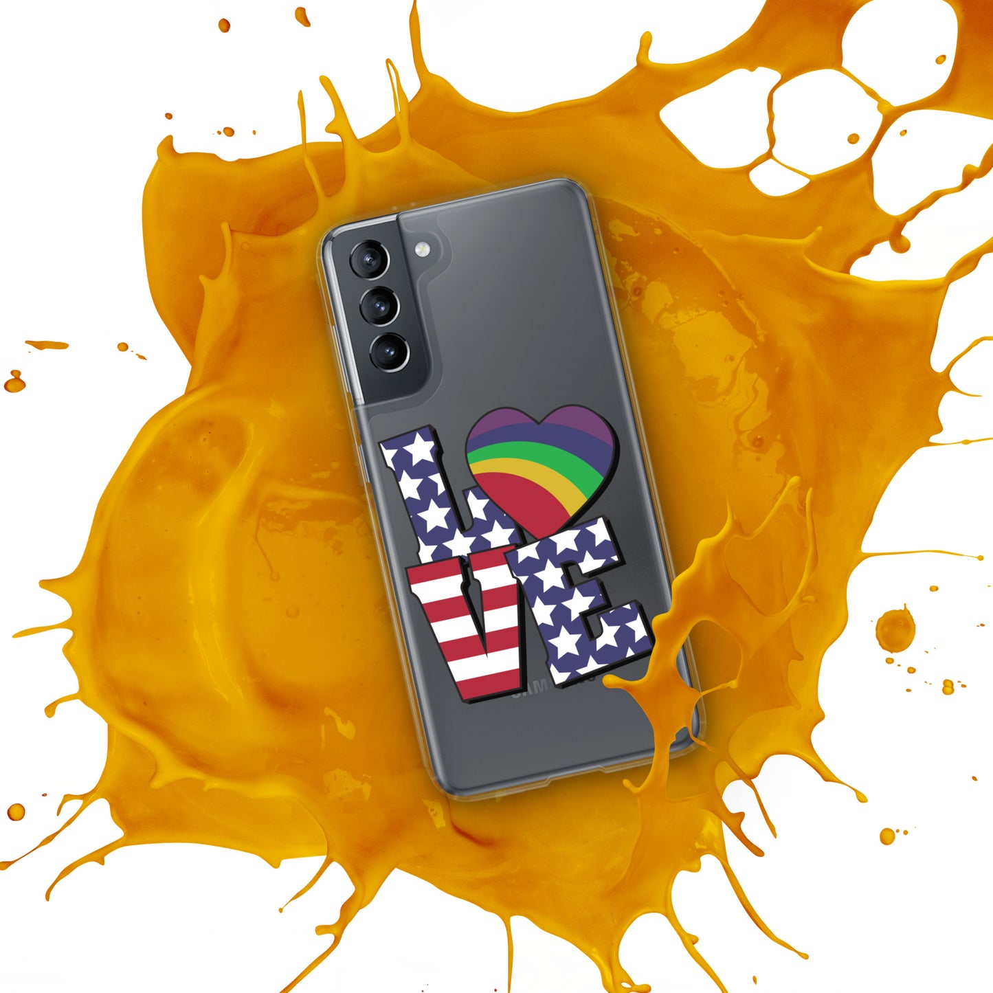 Old Glory Love with Rainbow Heart - Samsung® Phone Case - Supporting Equal Rights for All Americans Mobile Phone Cases Woke American Apparel