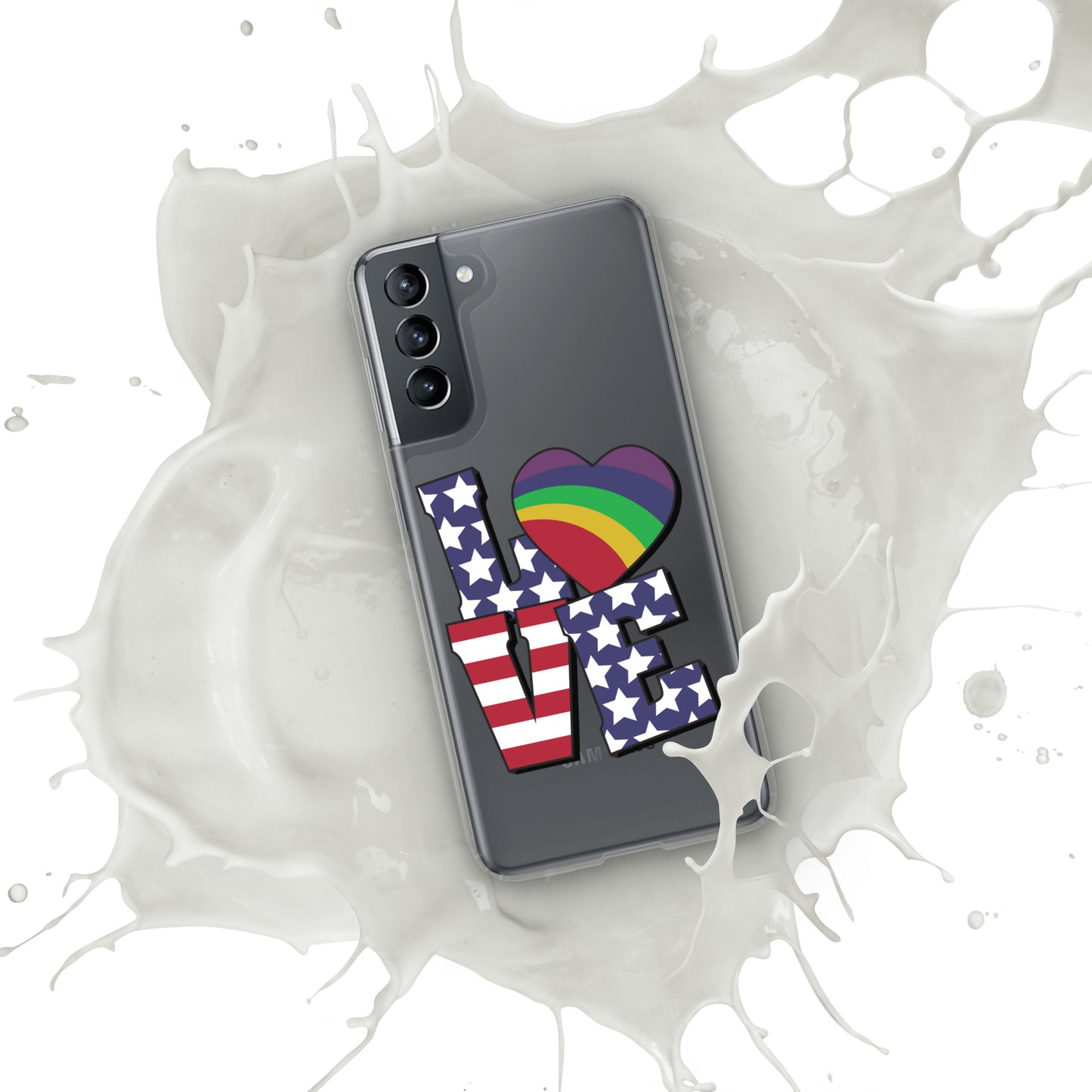 Old Glory Love with Rainbow Heart - Samsung® Phone Case - Supporting Equal Rights for All Americans Mobile Phone Cases Woke American Apparel Samsung Galaxy S21