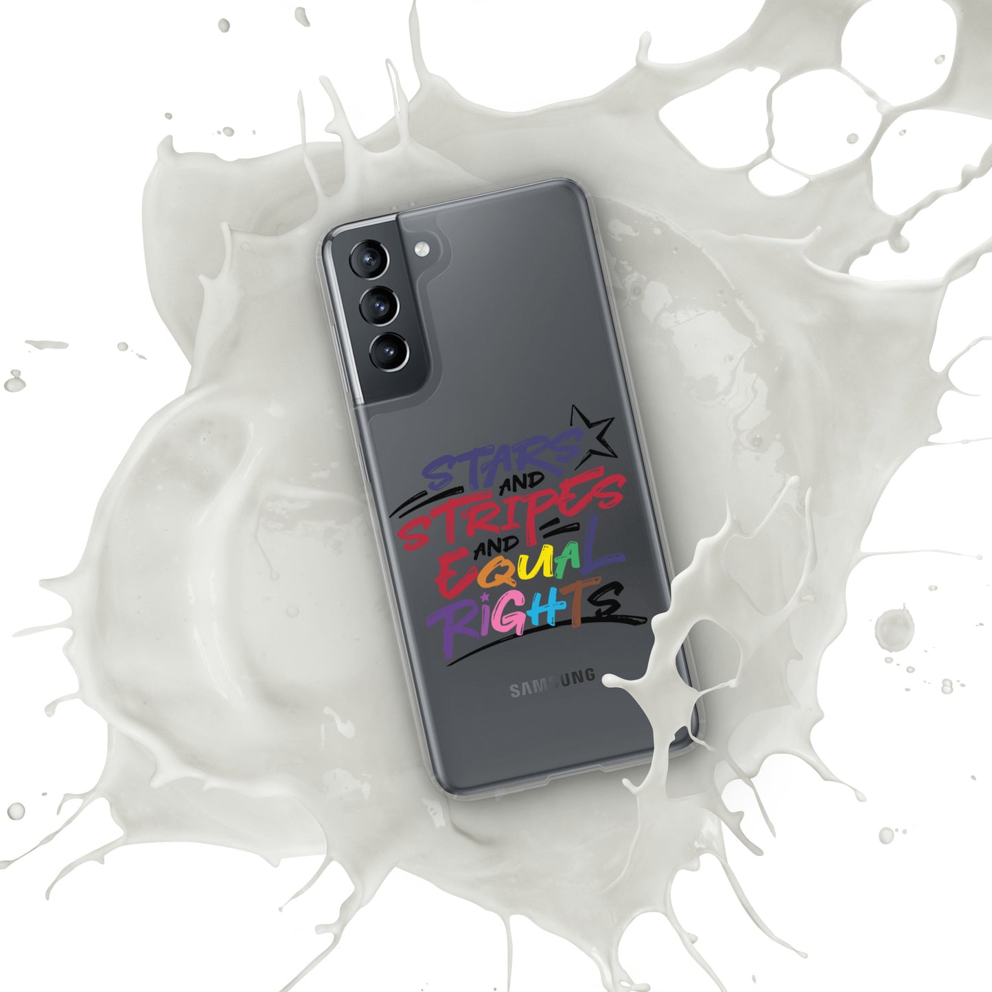 Stars and Stripes and Equal Rights (Rainbow Letters) - Samsung® Phone Case - Supporting Equal Rights for All Americans Mobile Phone Cases Woke American Apparel Samsung Galaxy S21