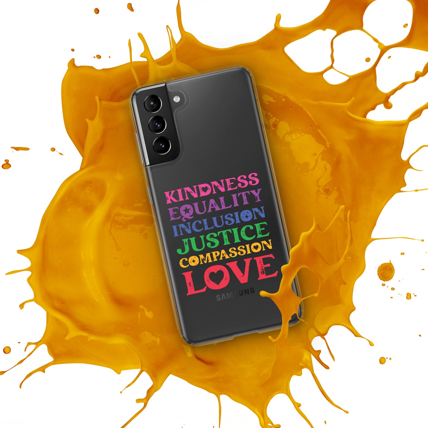 Kindness Equality Inclusion Justice Compassion Love (Rainbow) - Case for Samsung® Phones Mobile Phone Cases Woke American Apparel