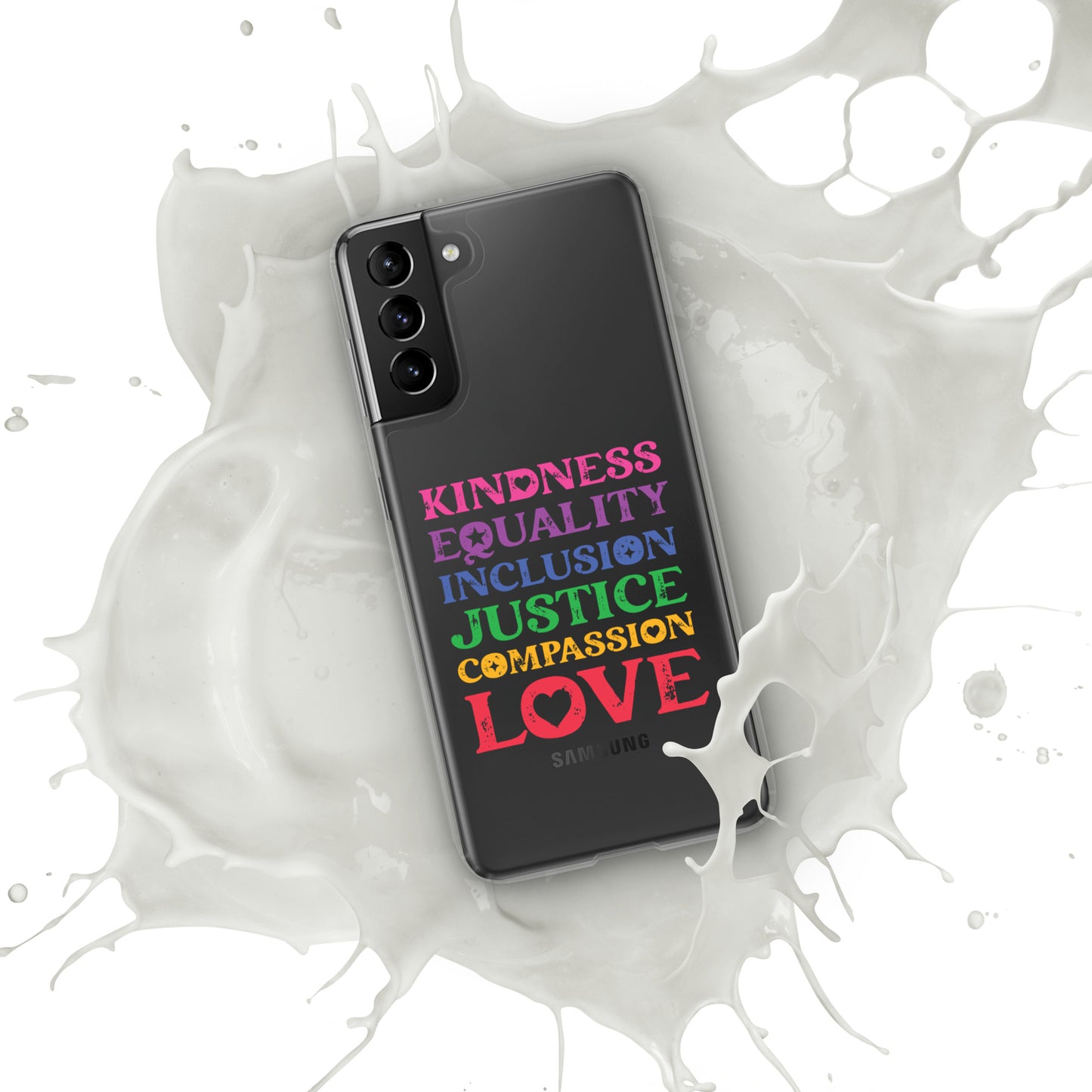 Kindness Equality Inclusion Justice Compassion Love (Rainbow) - Case for Samsung® Phones Mobile Phone Cases Woke American Apparel Samsung Galaxy S21 Plus