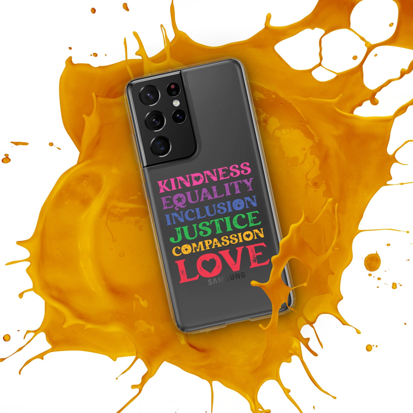 Kindness Equality Inclusion Justice Compassion Love (Rainbow) - Case for Samsung® Phones Mobile Phone Cases Woke American Apparel