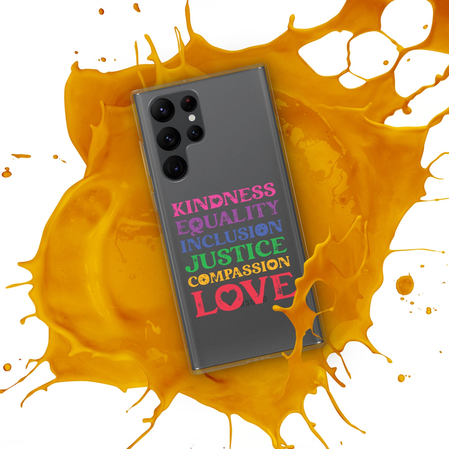 Kindness Equality Inclusion Justice Compassion Love (Rainbow) - Samsung® Phone Case - Supporting Equal Rights for All Americans Mobile Phone Cases Woke American Apparel