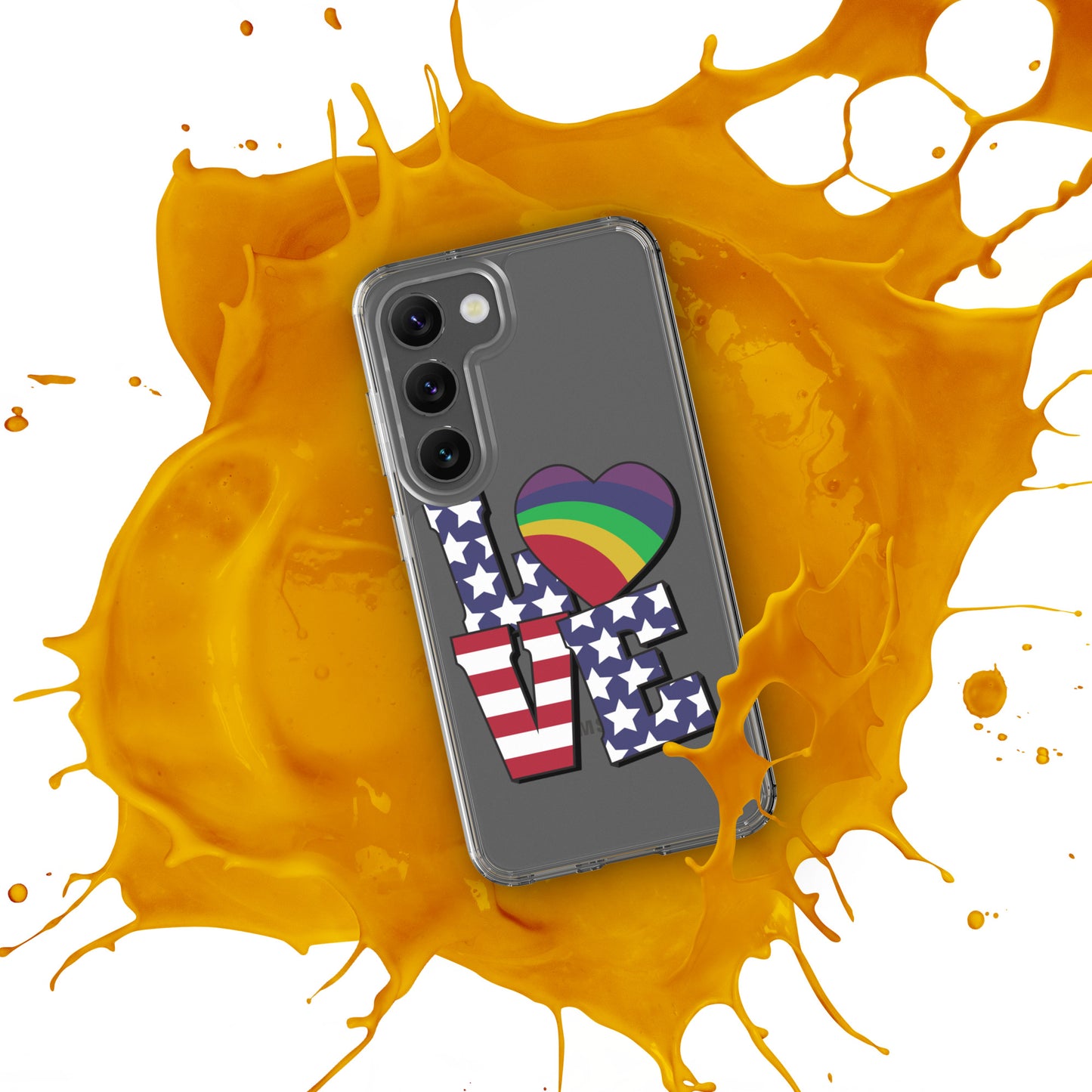 Old Glory Love with Rainbow Heart - Samsung® Phone Case - Supporting Equal Rights for All Americans Mobile Phone Cases Woke American Apparel