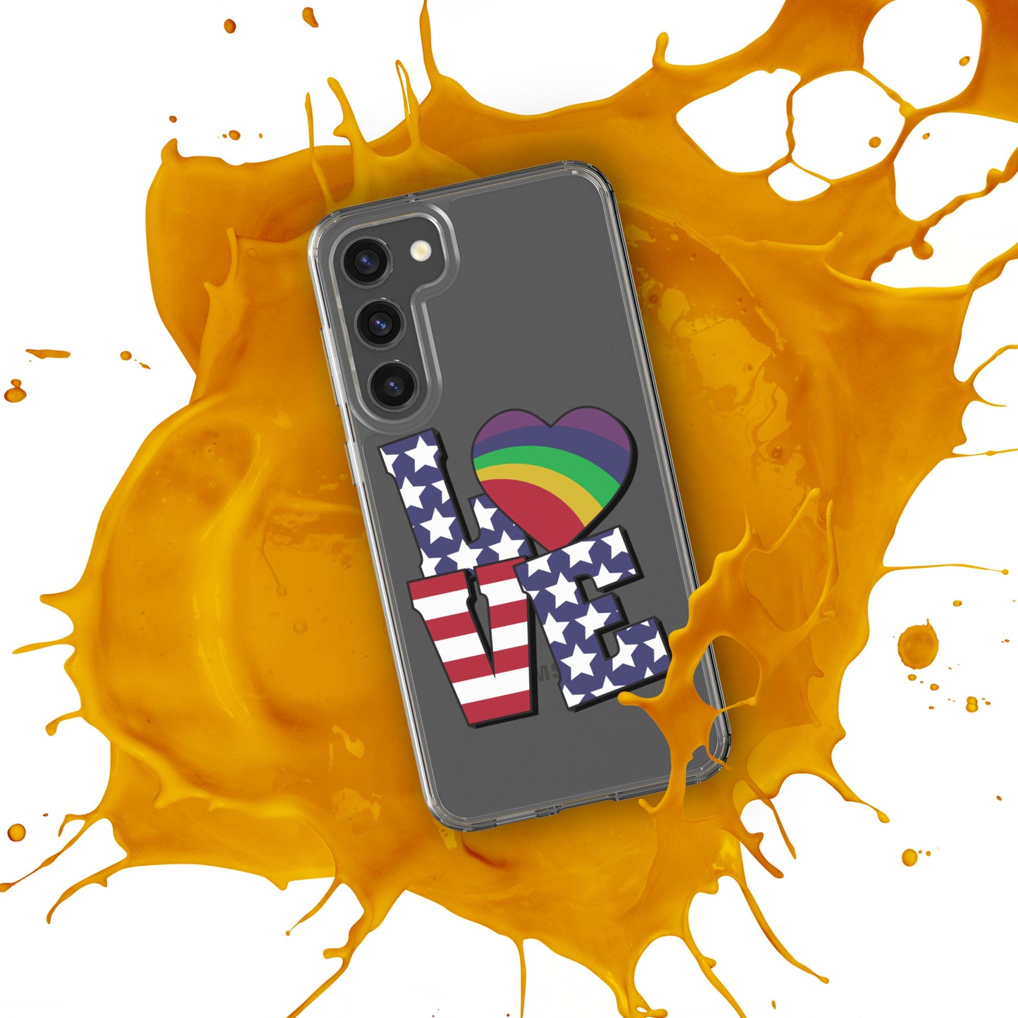 Old Glory Love with Rainbow Heart - Samsung® Phone Case - Supporting Equal Rights for All Americans Mobile Phone Cases Woke American Apparel