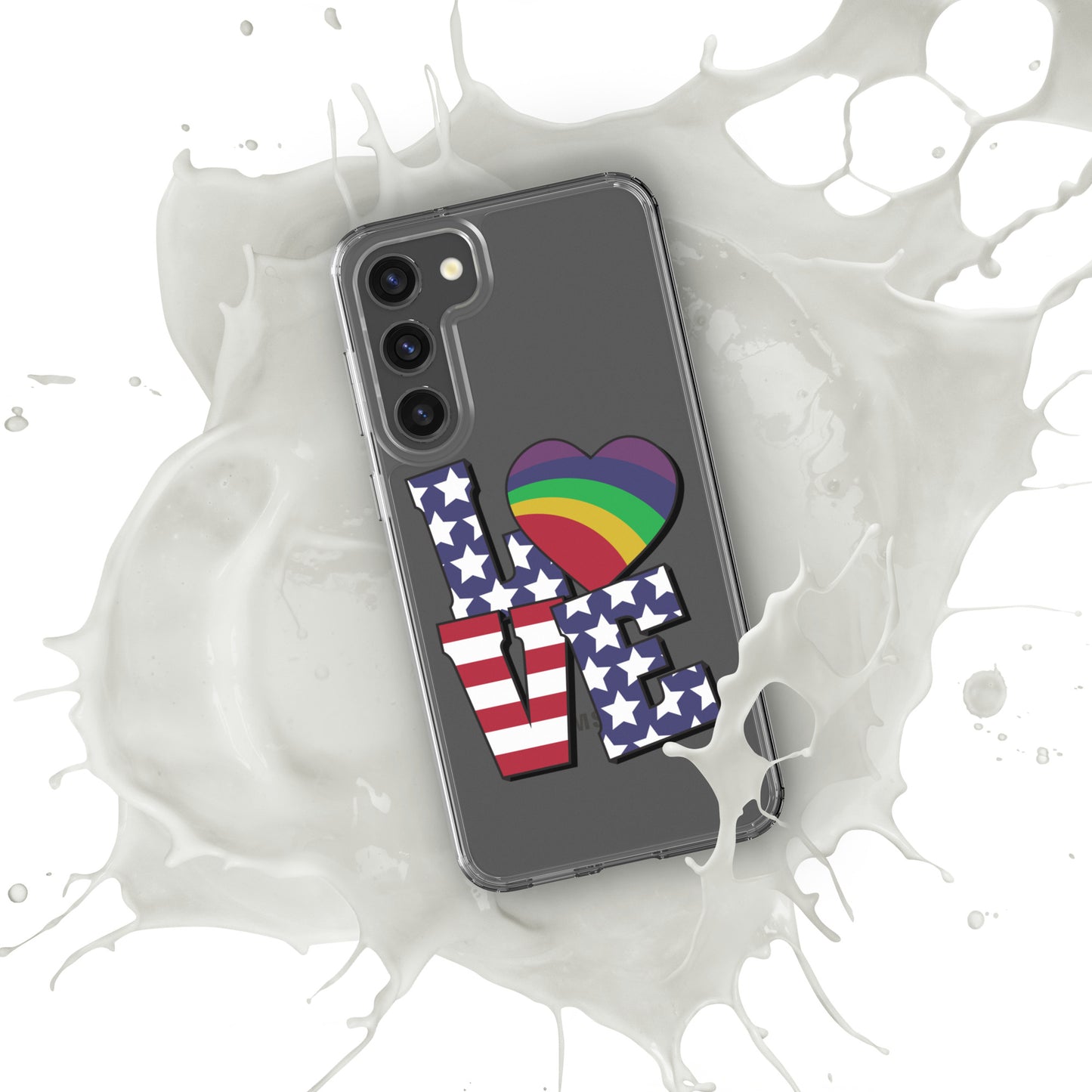 Old Glory Love with Rainbow Heart - Samsung® Phone Case - Supporting Equal Rights for All Americans Mobile Phone Cases Woke American Apparel Samsung Galaxy S23 Plus