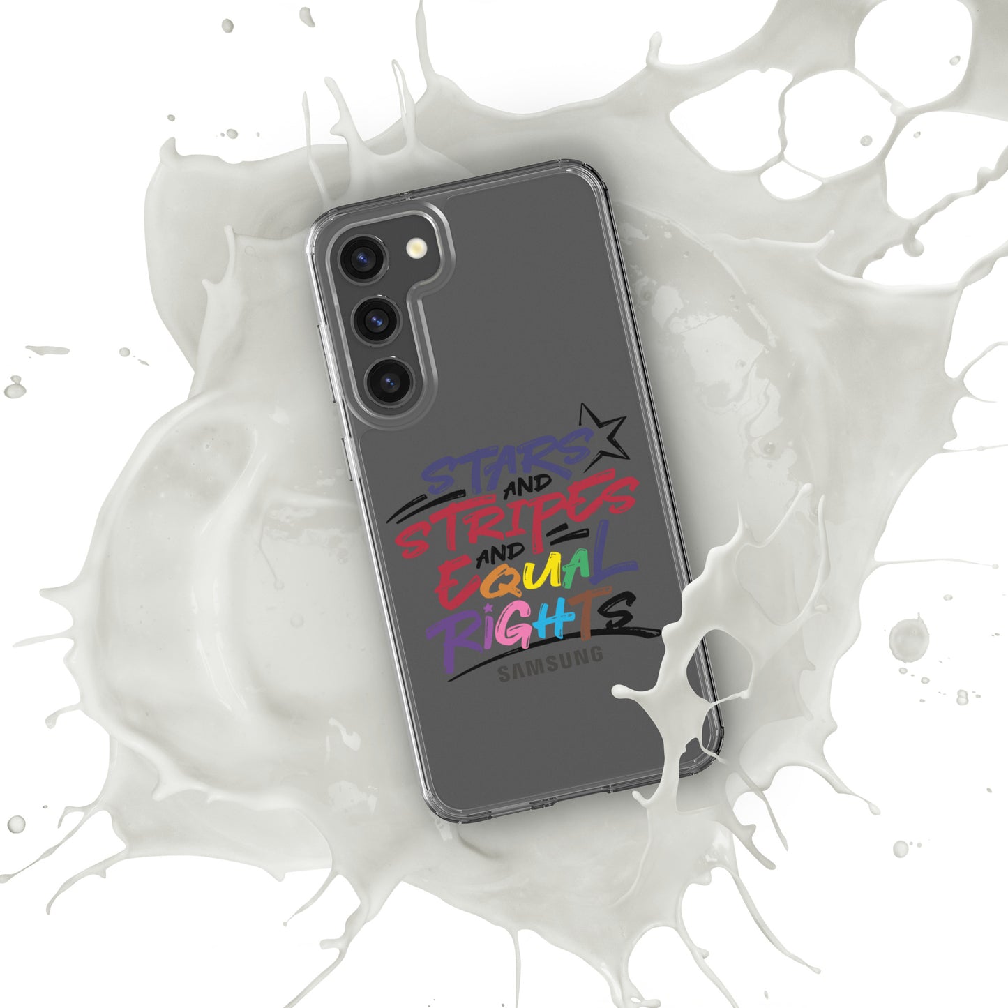 Stars and Stripes and Equal Rights (Rainbow Letters) - Samsung® Phone Case - Supporting Equal Rights for All Americans Mobile Phone Cases Woke American Apparel Samsung Galaxy S23 Plus