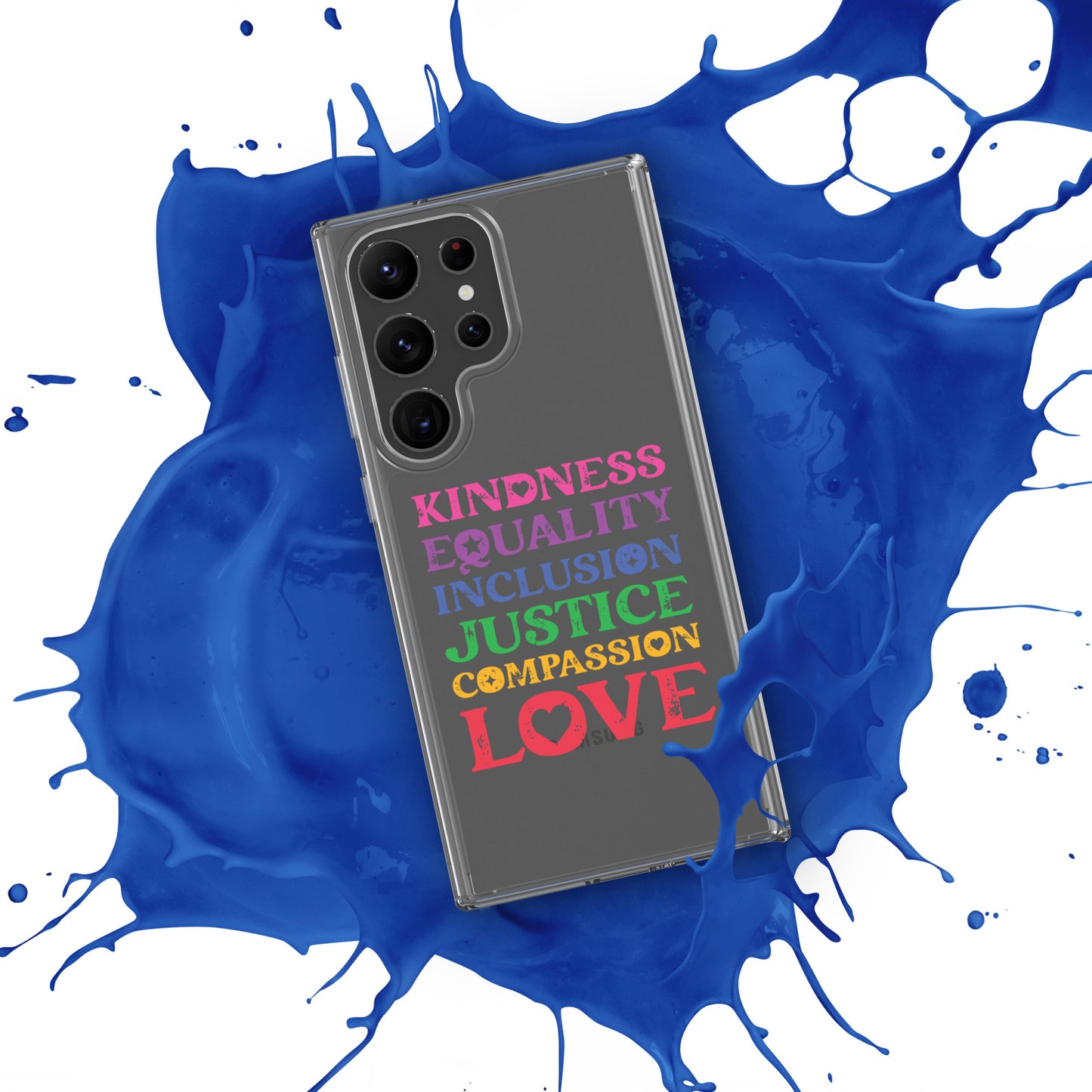 Kindness Equality Inclusion Justice Compassion Love (Rainbow) - Samsung® Phone Case - Supporting Equal Rights for All Americans Mobile Phone Cases Woke American Apparel