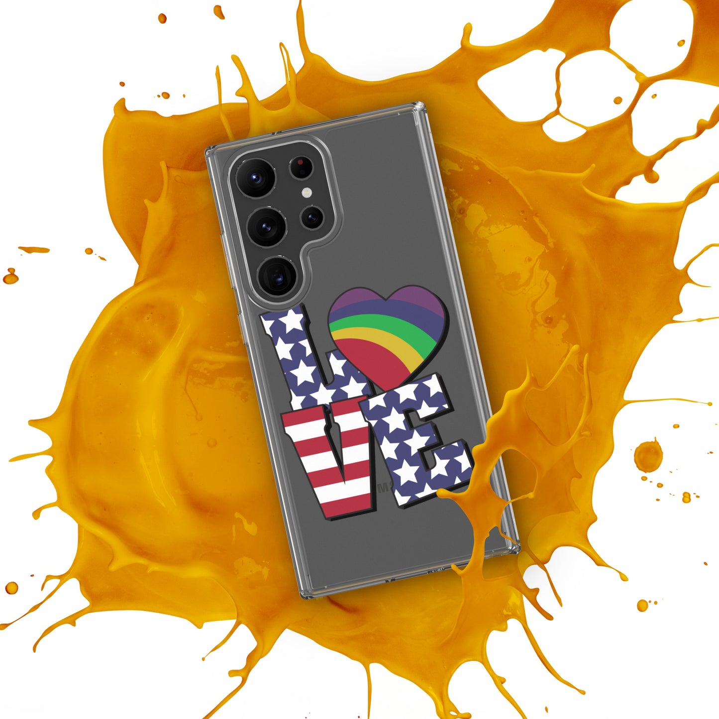 Old Glory Love with Rainbow Heart - Samsung® Phone Case - Supporting Equal Rights for All Americans Mobile Phone Cases Woke American Apparel