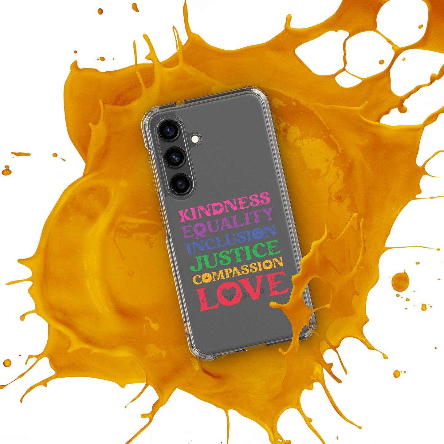 Kindness Equality Inclusion Justice Compassion Love (Rainbow) - Samsung® Phone Case - Supporting Equal Rights for All Americans Mobile Phone Cases Woke American Apparel