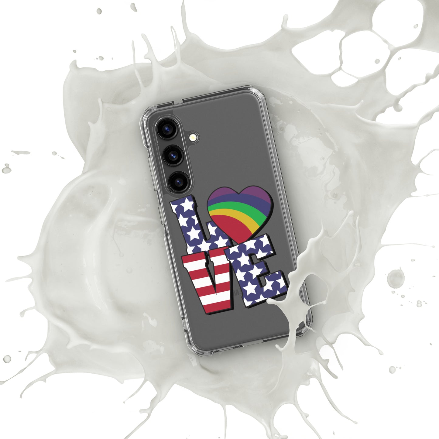 Old Glory Love with Rainbow Heart - Samsung® Phone Case - Supporting Equal Rights for All Americans Mobile Phone Cases Woke American Apparel Samsung Galaxy S24