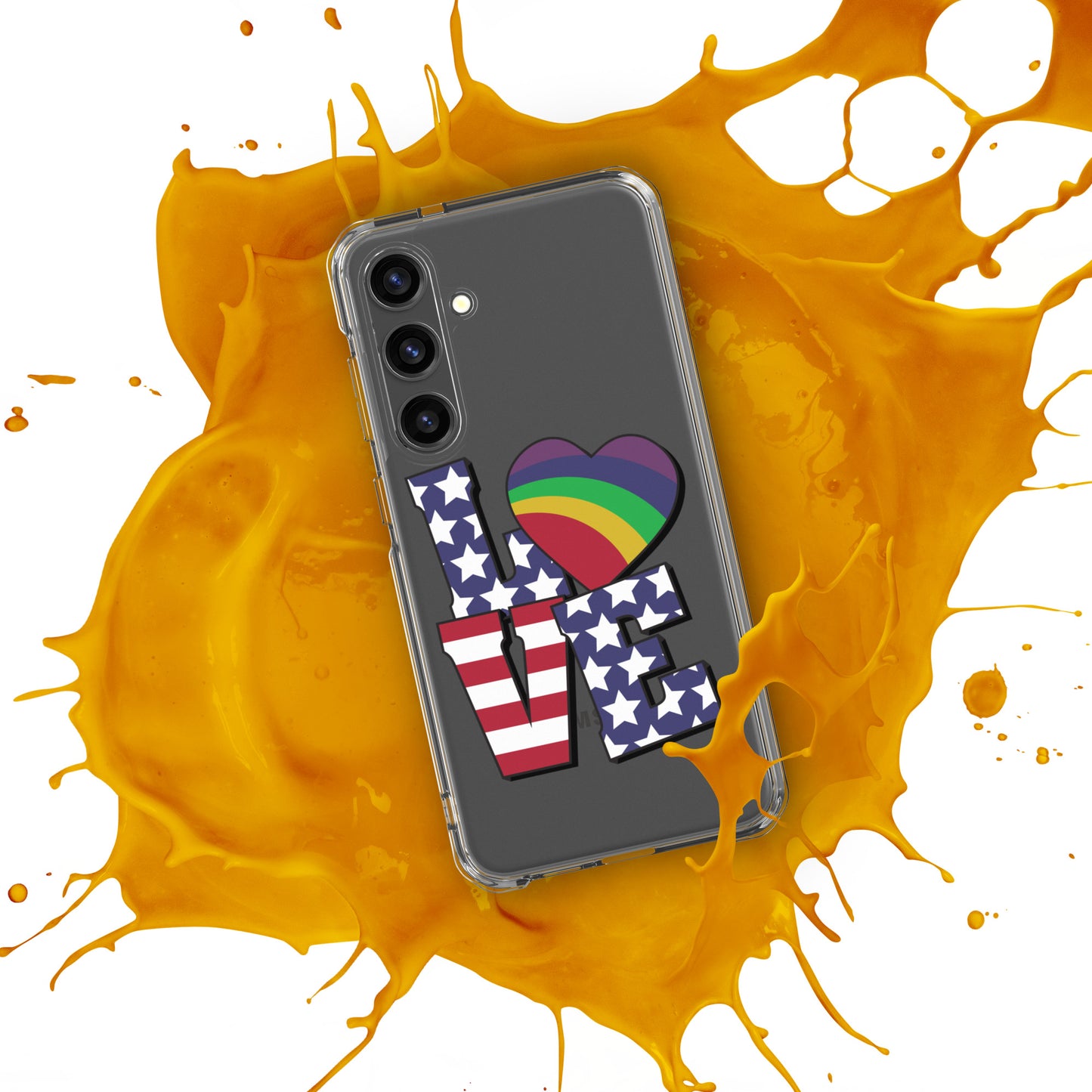 Old Glory Love with Rainbow Heart - Samsung® Phone Case - Supporting Equal Rights for All Americans Mobile Phone Cases Woke American Apparel