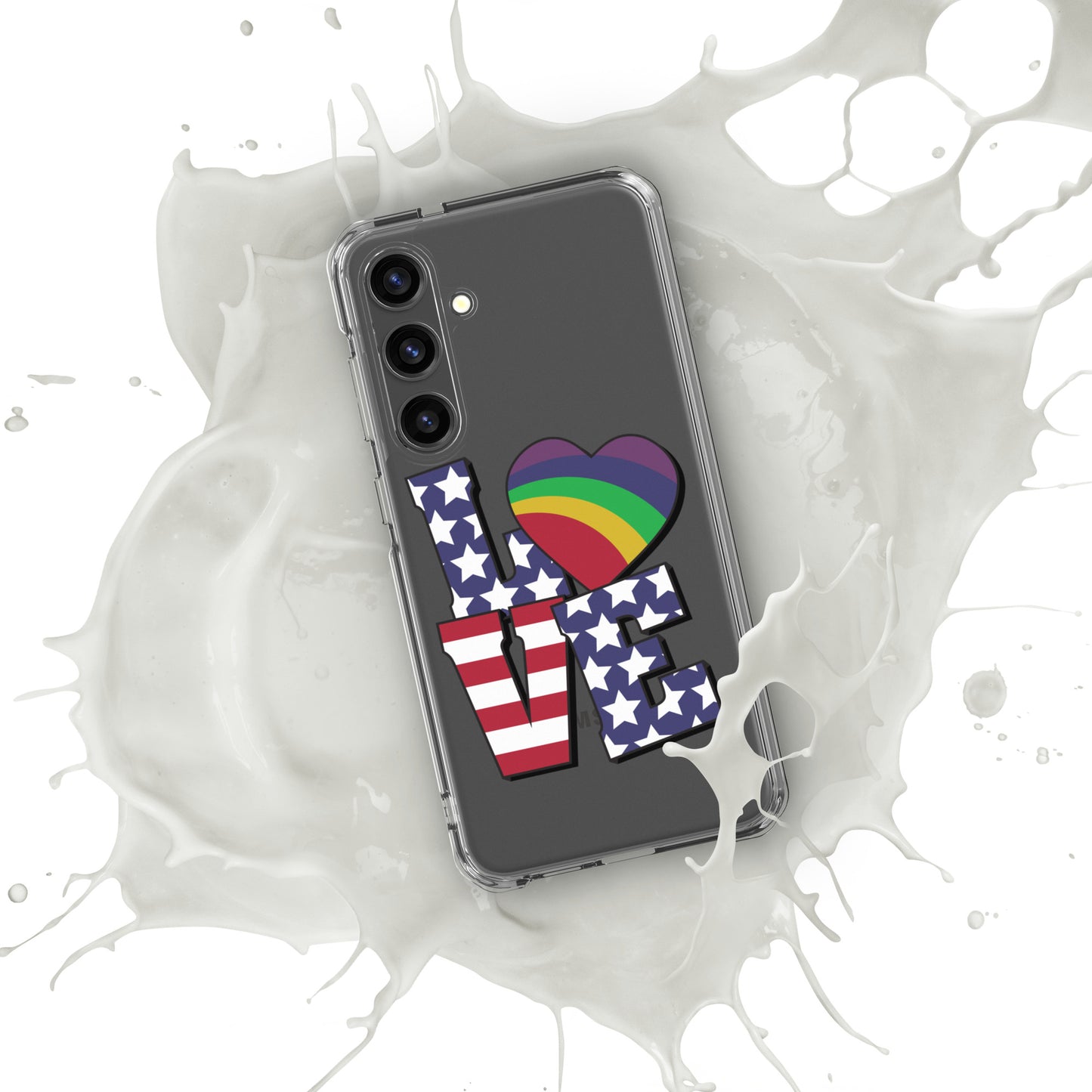 Old Glory Love with Rainbow Heart - Samsung® Phone Case - Supporting Equal Rights for All Americans Mobile Phone Cases Woke American Apparel Samsung Galaxy S24 Plus