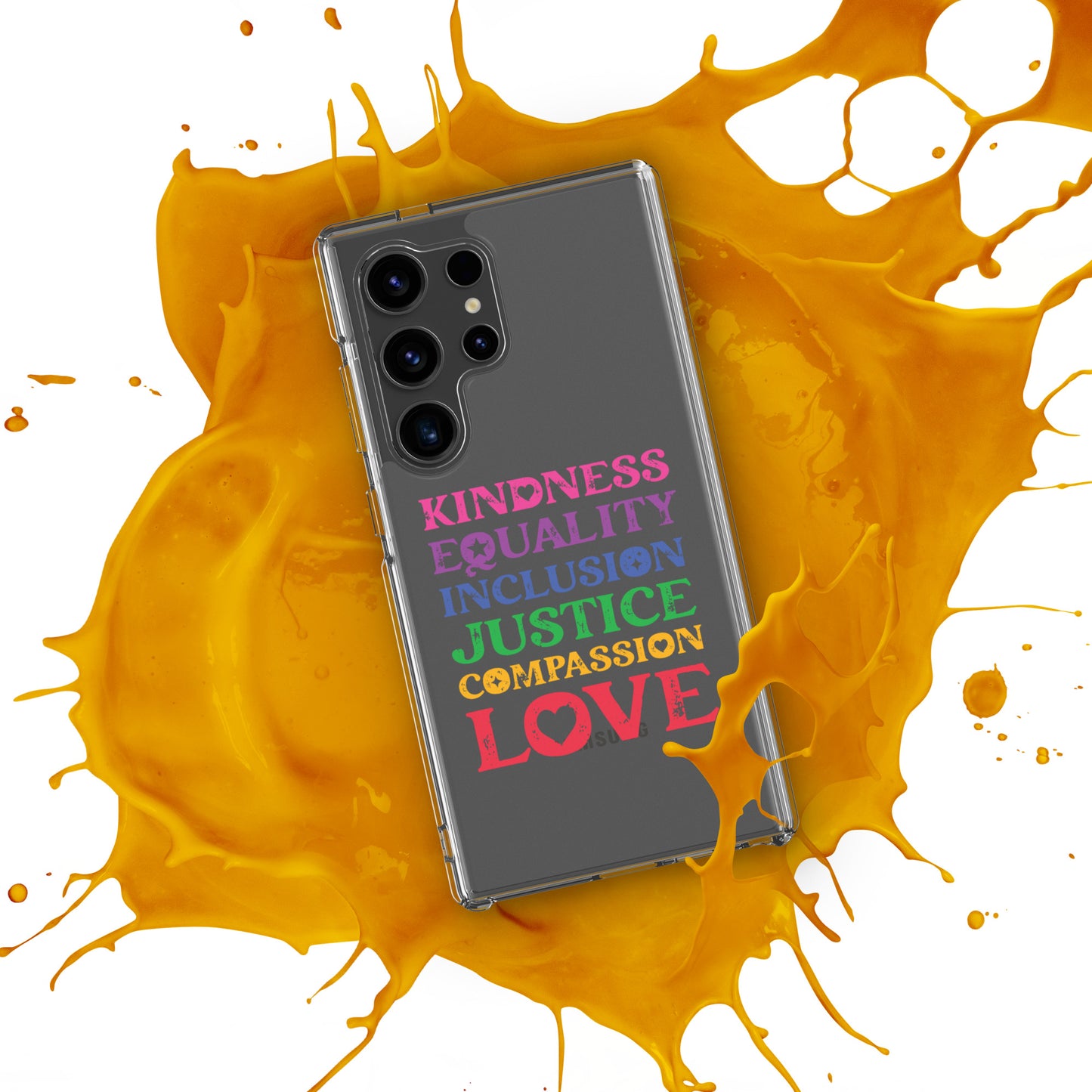 Kindness Equality Inclusion Justice Compassion Love (Rainbow) - Samsung® Phone Case - Supporting Equal Rights for All Americans Mobile Phone Cases Woke American Apparel
