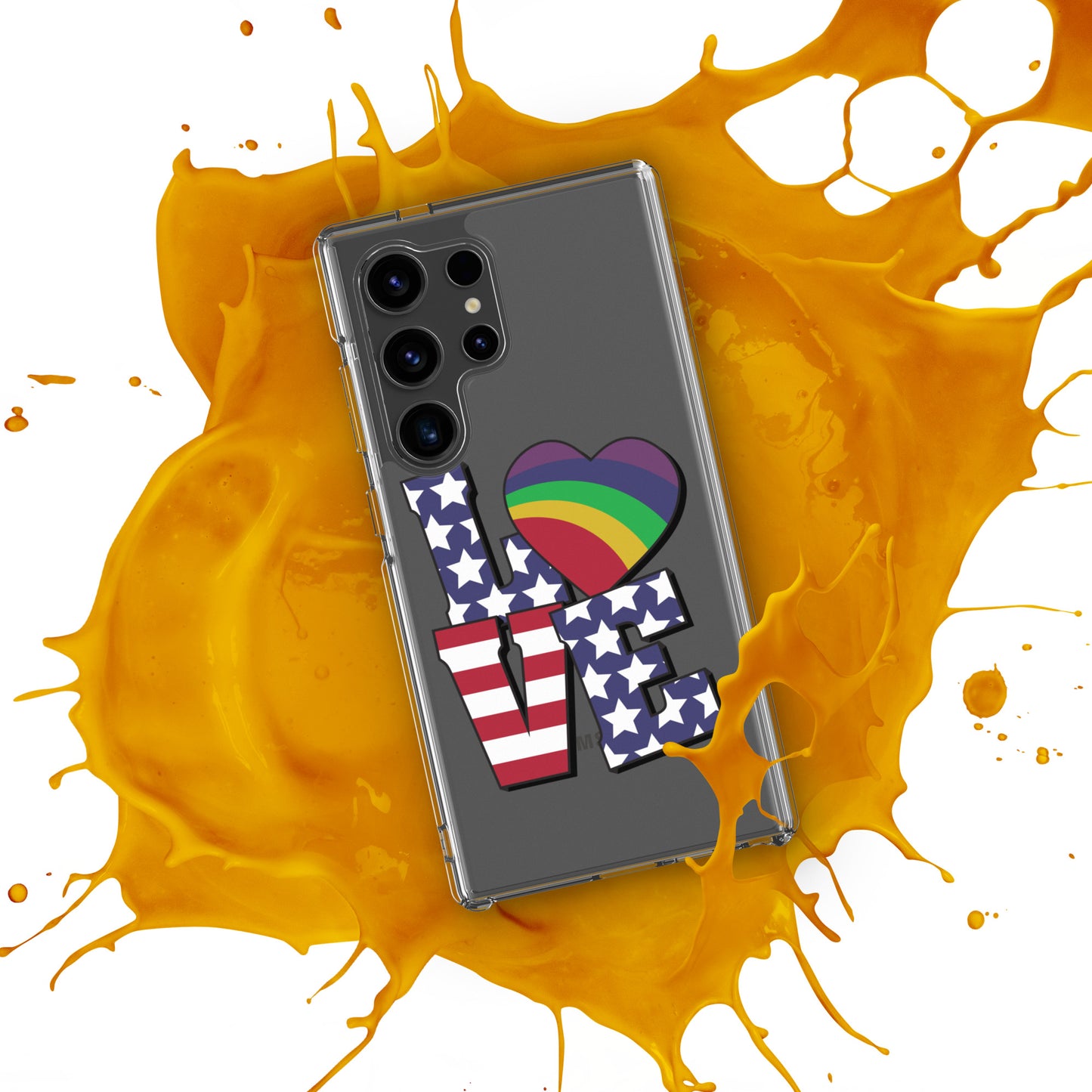 Old Glory Love with Rainbow Heart - Samsung® Phone Case - Supporting Equal Rights for All Americans Mobile Phone Cases Woke American Apparel