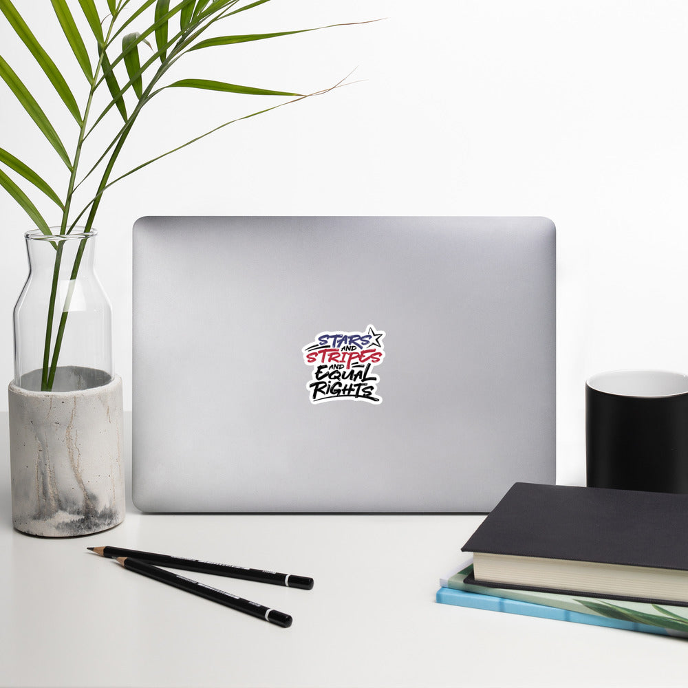 Stars and Stripes and Equal Rights - Sticker - Supporting Black Lives Matter and Equal Rights for All Americans Decorative Stickers Woke American Apparel