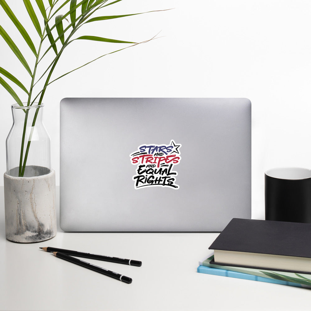 Stars and Stripes and Equal Rights - Sticker - Supporting Black Lives Matter and Equal Rights for All Americans Decorative Stickers Woke American Apparel