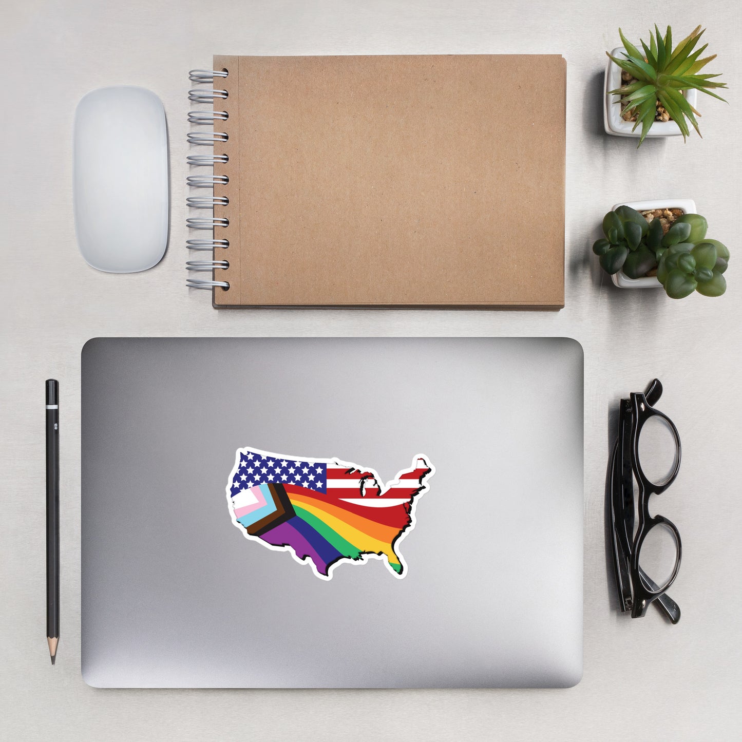US Map Old Glory Pride - Sticker - Supporting Equal Rights for All Americans Decorative Stickers Woke American Apparel 5.5″×5.5″