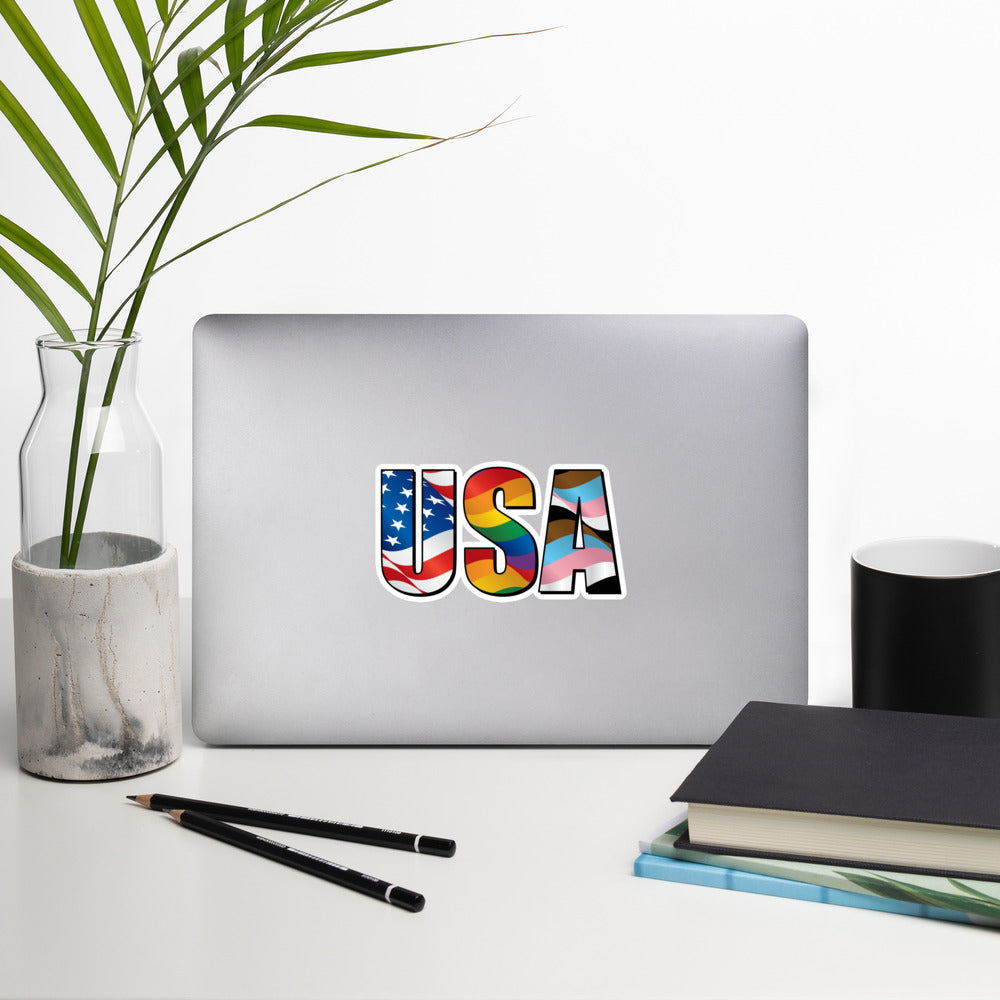USA Pride - Sticker - Supporting Equal Rights for All Americans Decorative Stickers Woke American Apparel