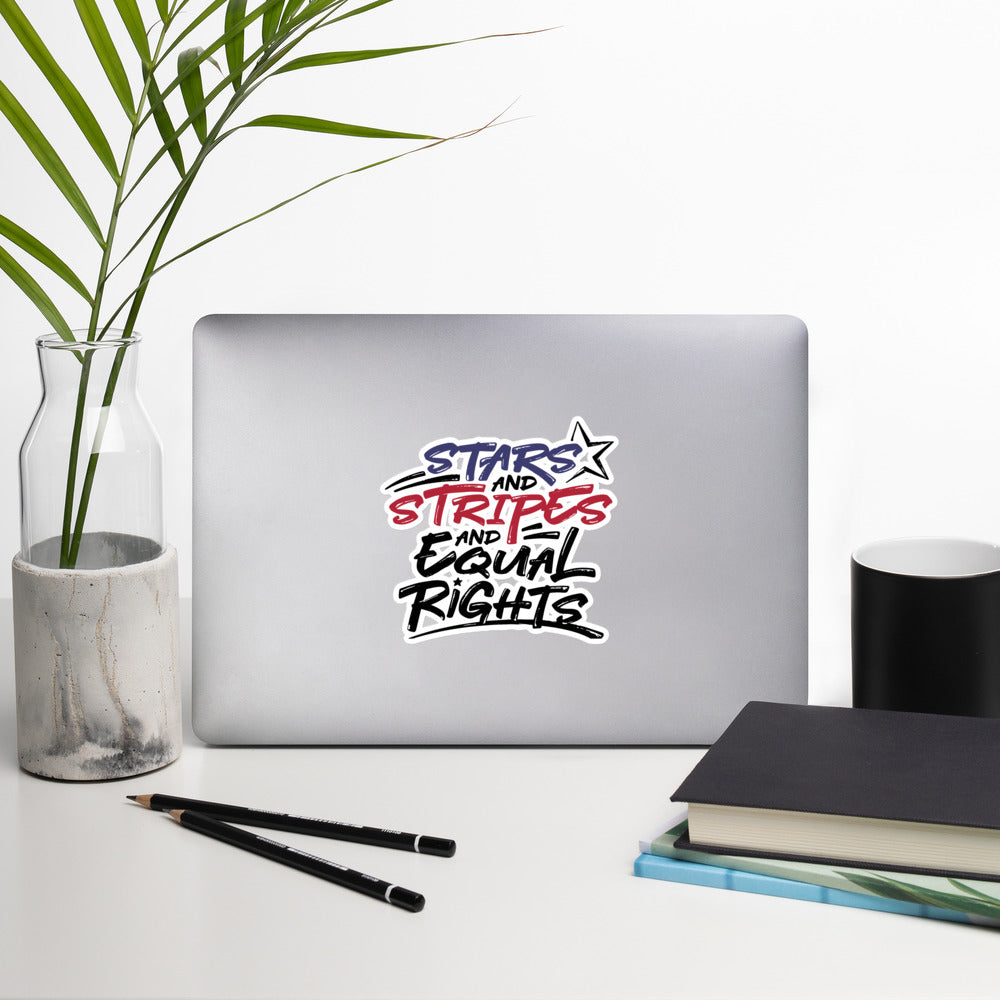 Stars and Stripes and Equal Rights - Sticker - Supporting Black Lives Matter and Equal Rights for All Americans Decorative Stickers Woke American Apparel
