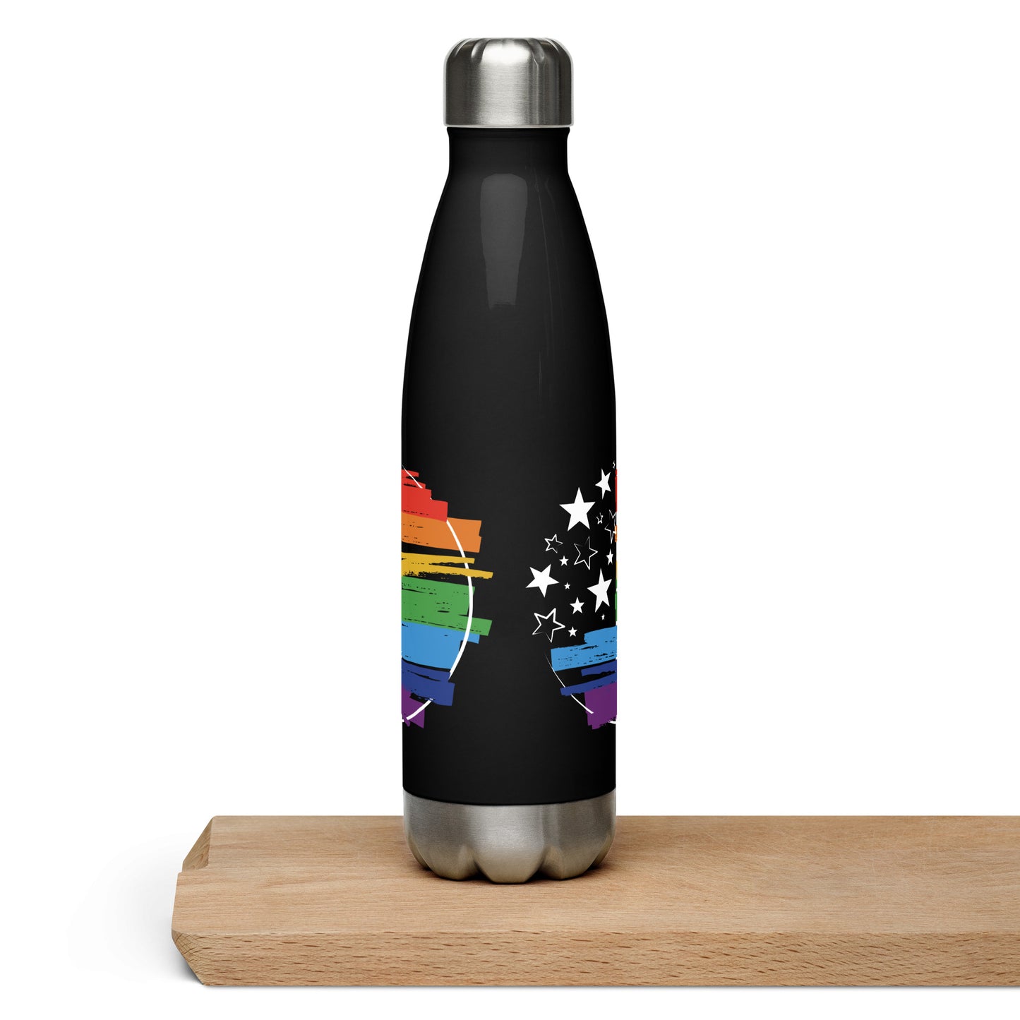 Stars & Pride - Stainless Steel Water Bottle - Supporting LGBTQIA+ Rights Water Bottles Woke American Apparel