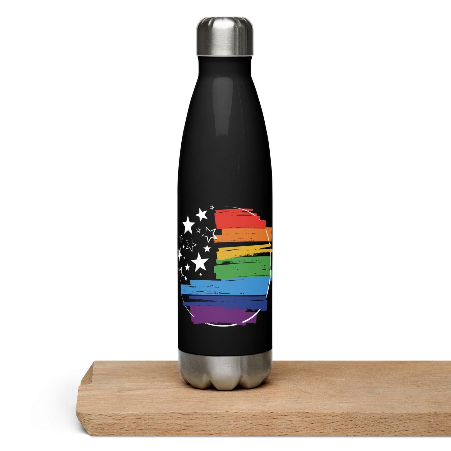 Stars & Pride - Stainless Steel Water Bottle - Supporting LGBTQIA+ Rights Water Bottles Woke American Apparel Default Title