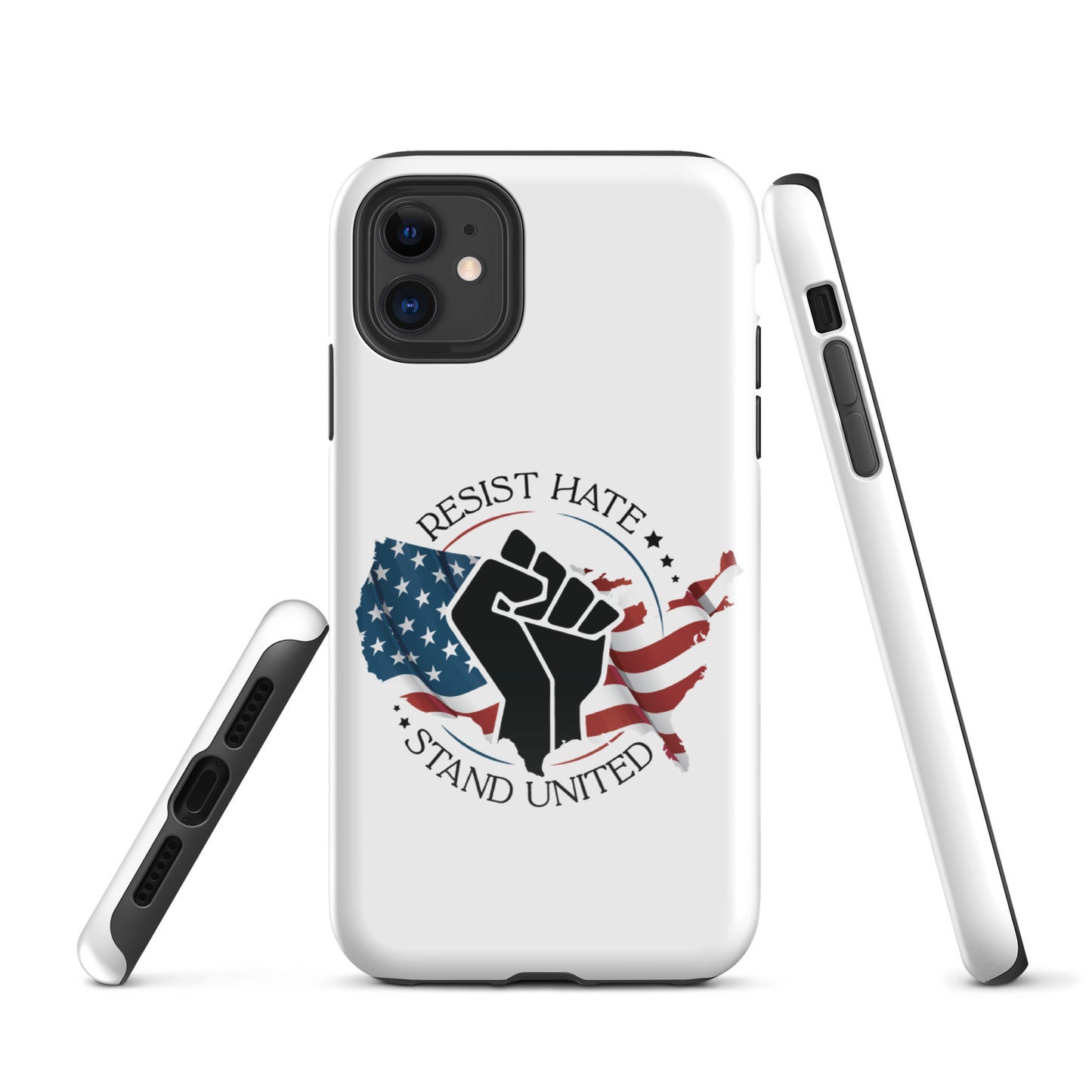 Resist Hate, Stand United - iPhone® Case - Supporting Black Lives Matter and Equal Rights for All Americans Mobile Phone Cases Woke American Apparel iPhone 11