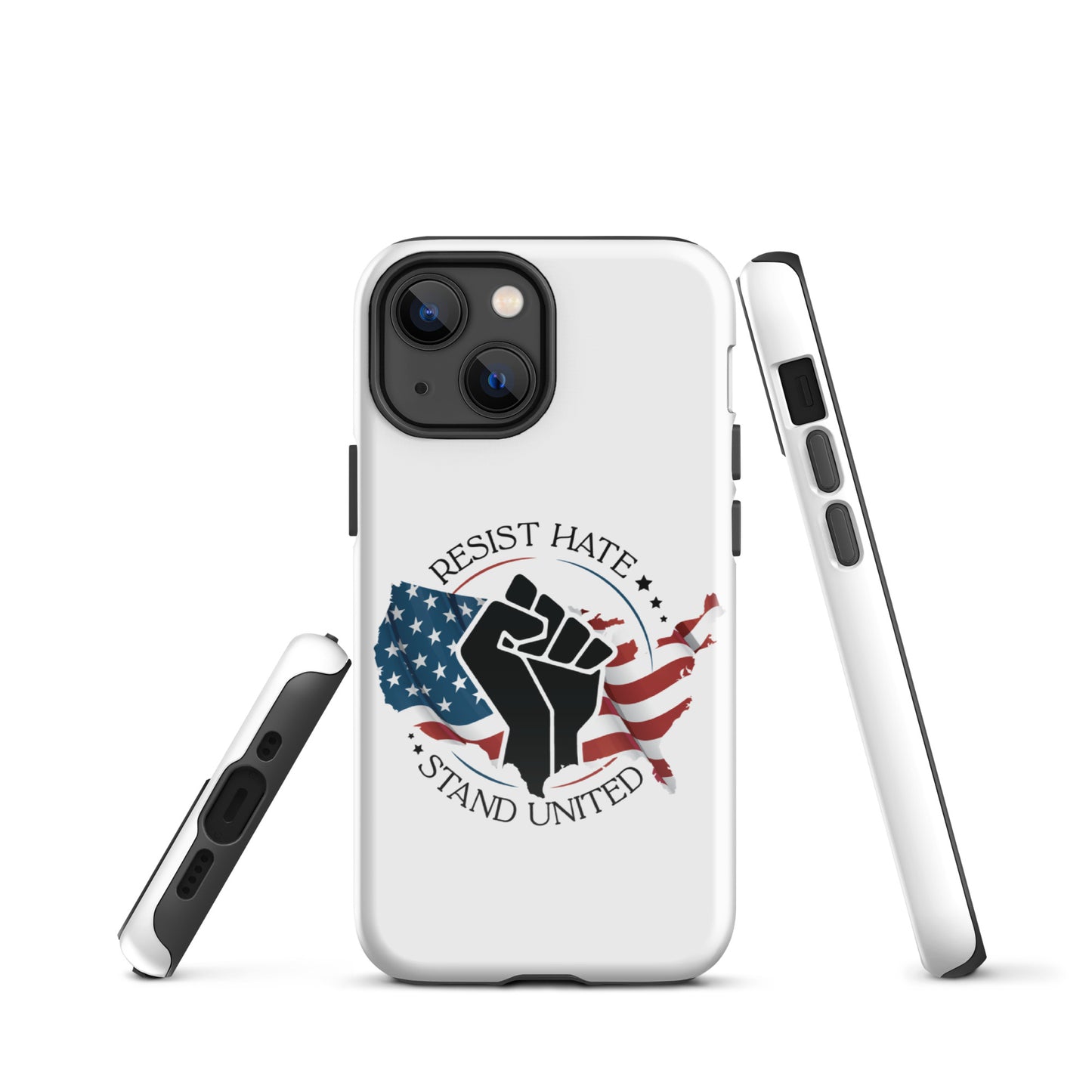 Resist Hate, Stand United - iPhone® Case - Supporting Black Lives Matter and Equal Rights for All Americans Mobile Phone Cases Woke American Apparel iPhone 13 mini