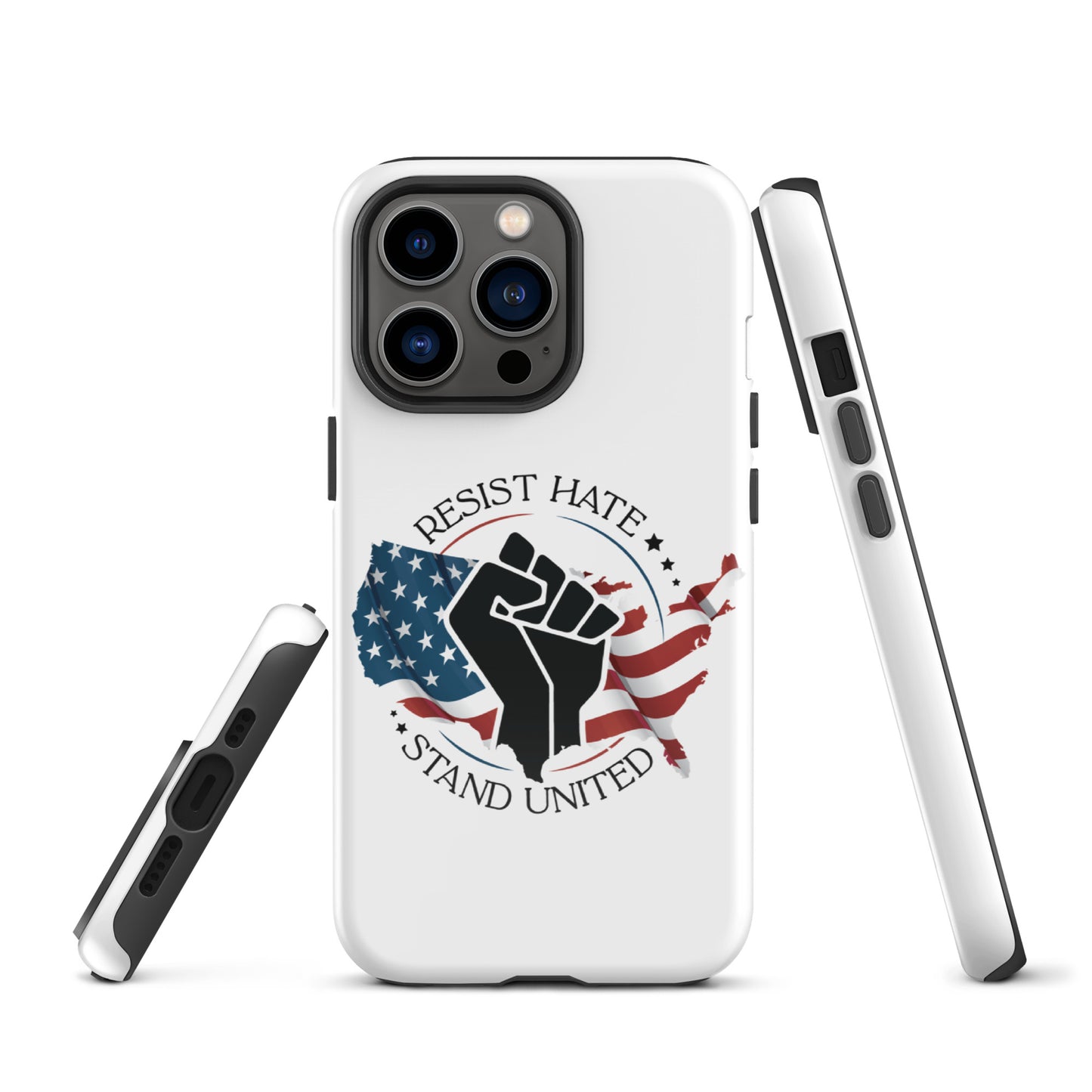 Resist Hate, Stand United - iPhone® Case - Supporting Black Lives Matter and Equal Rights for All Americans Mobile Phone Cases Woke American Apparel iPhone 13 Pro