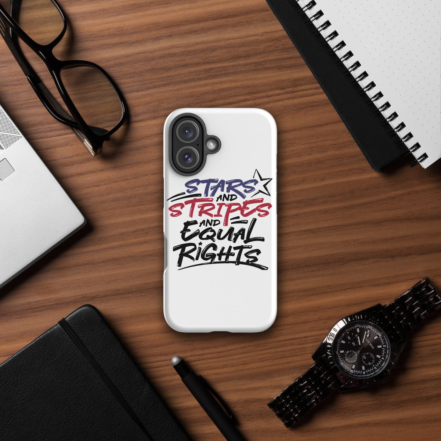 Stars and Stripes and Equal Rights - iPhone® Case - Supporting Black Lives Matter and Equal Rights for All Americans Mobile Phone Cases Woke American Apparel