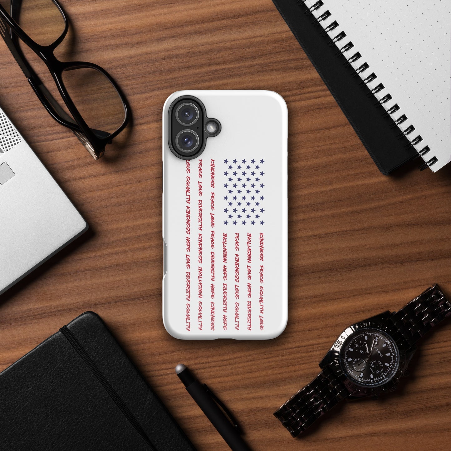 Flag Words of Kindness - iPhone® Case - Supporting Equal Rights for All Americans Mobile Phone Cases Woke American Apparel iPhone 16 Plus