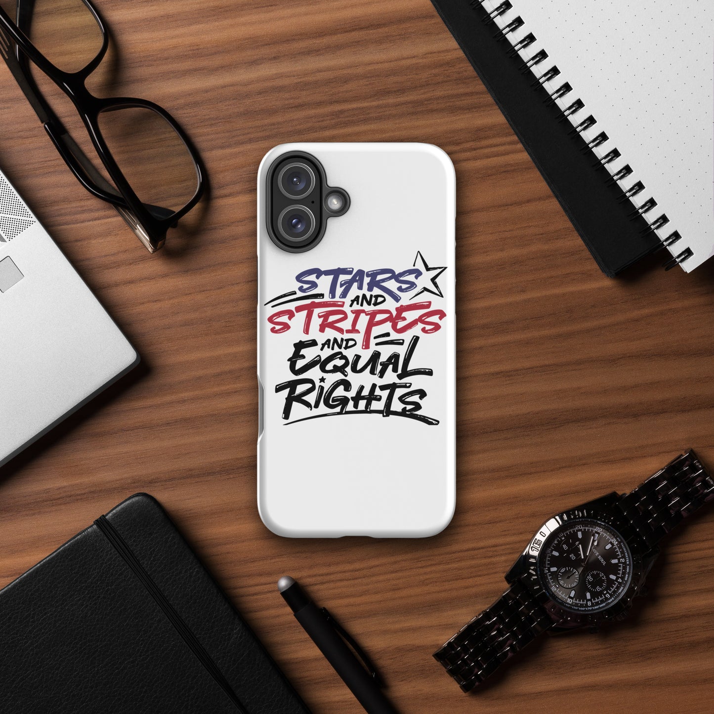 Stars and Stripes and Equal Rights - iPhone® Case - Supporting Black Lives Matter and Equal Rights for All Americans Mobile Phone Cases Woke American Apparel