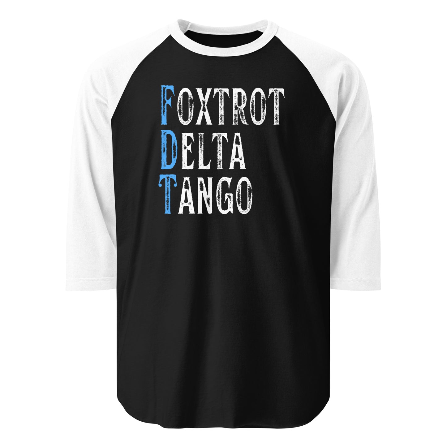 Foxtrot Delta Tango - 3/4 Sleeve Raglan Shirt Shirts & Tops Woke American Apparel Black/White XS