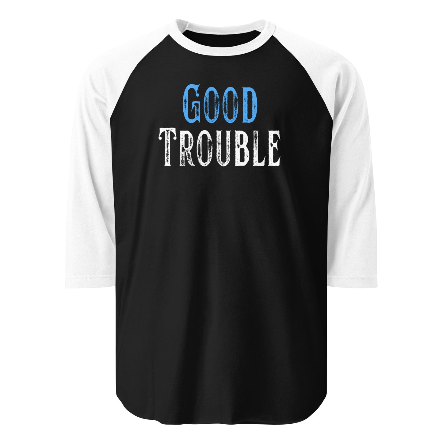 Good Trouble - 3/4 Sleeve Raglan T-Shirt Shirts & Tops Woke American Apparel Black/White S