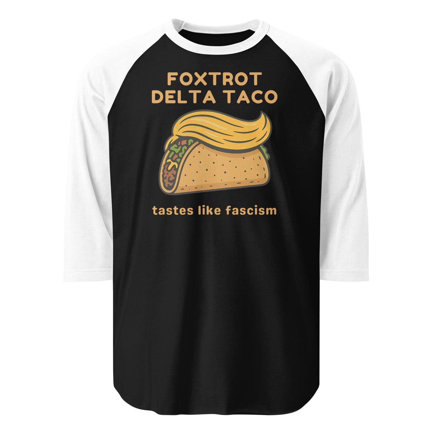 Foxtrot Delta Taco - 3/4 Sleeve Raglan T-Shirt Shirts & Tops Woke American Apparel Black/White S