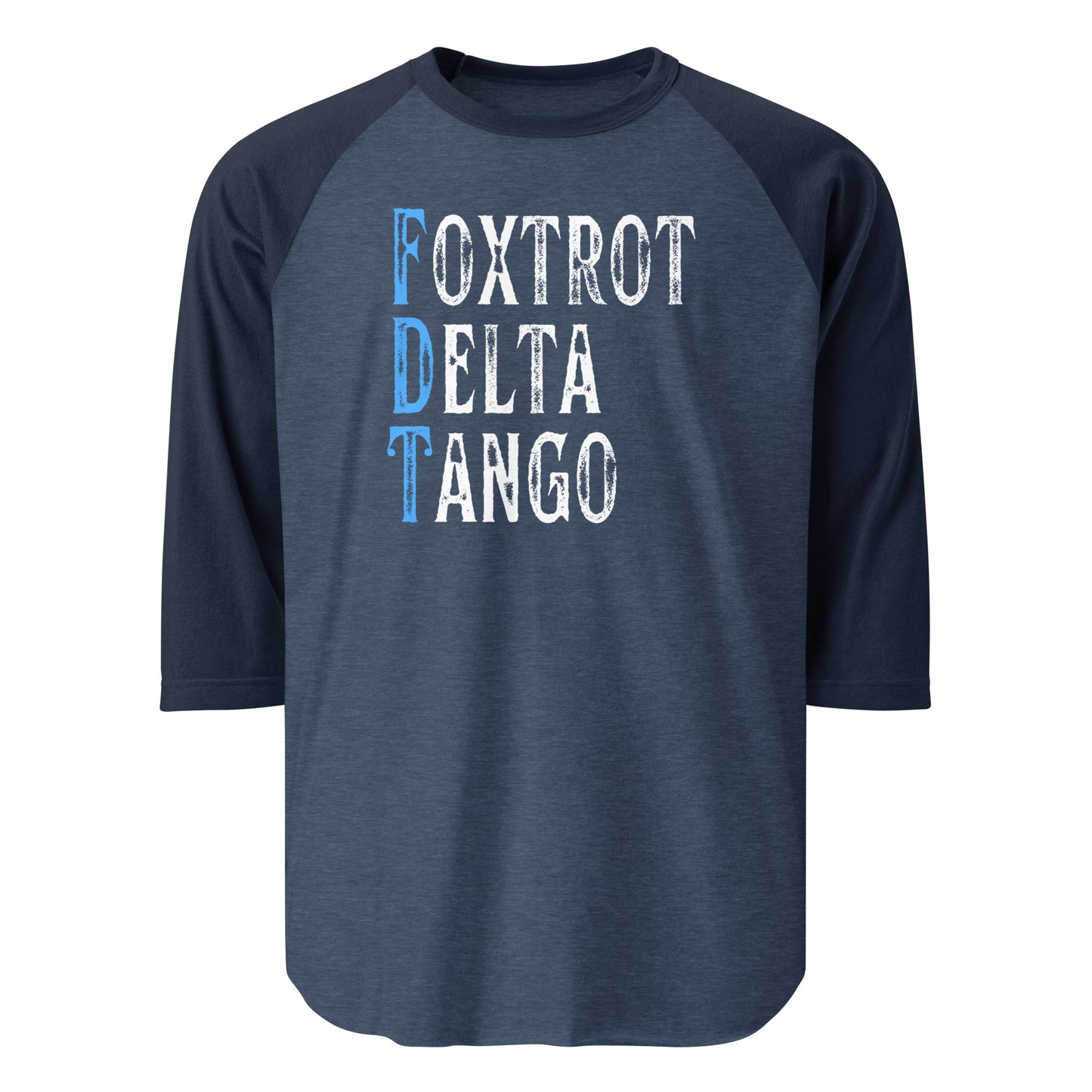 Foxtrot Delta Tango - 3/4 Sleeve Raglan Shirt Shirts & Tops Woke American Apparel Heather Denim/Navy XS