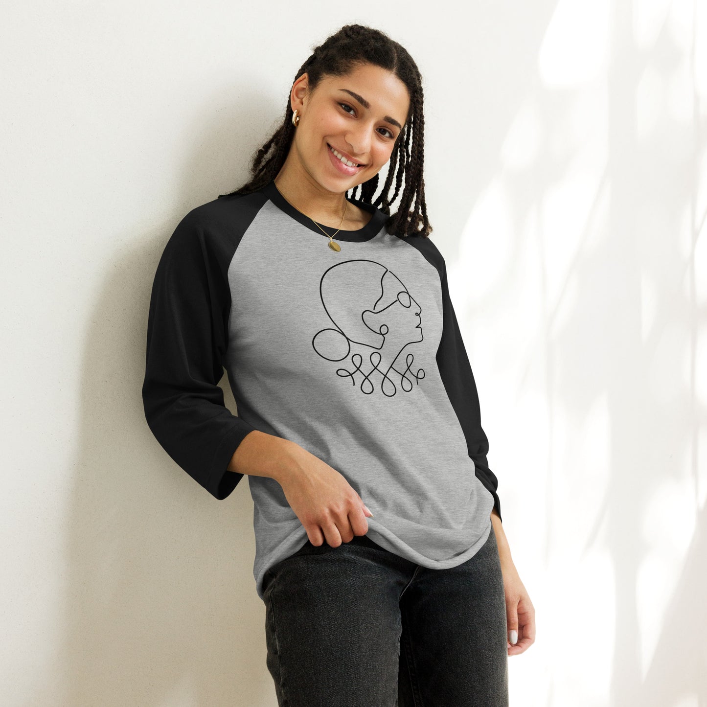 Ruth Bader Ginsburg - 3/4 Sleeve Raglan T-Shirt - Supporting Women's Rights Shirts & Tops Woke American Apparel Heather Grey/Black XS