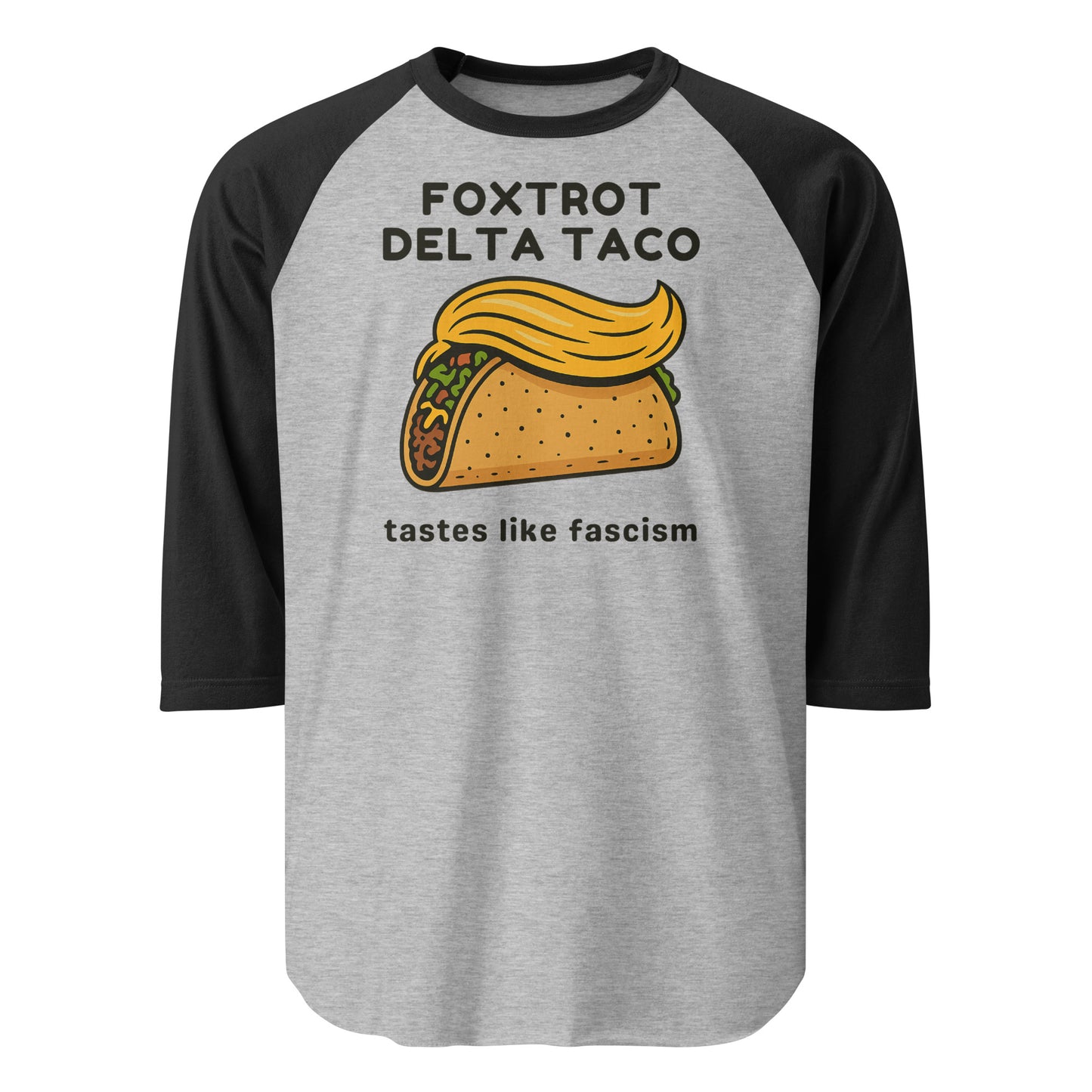 Foxtrot Delta Taco - 3/4 Sleeve Raglan T-Shirt Shirts & Tops Woke American Apparel Heather Grey/Black XS