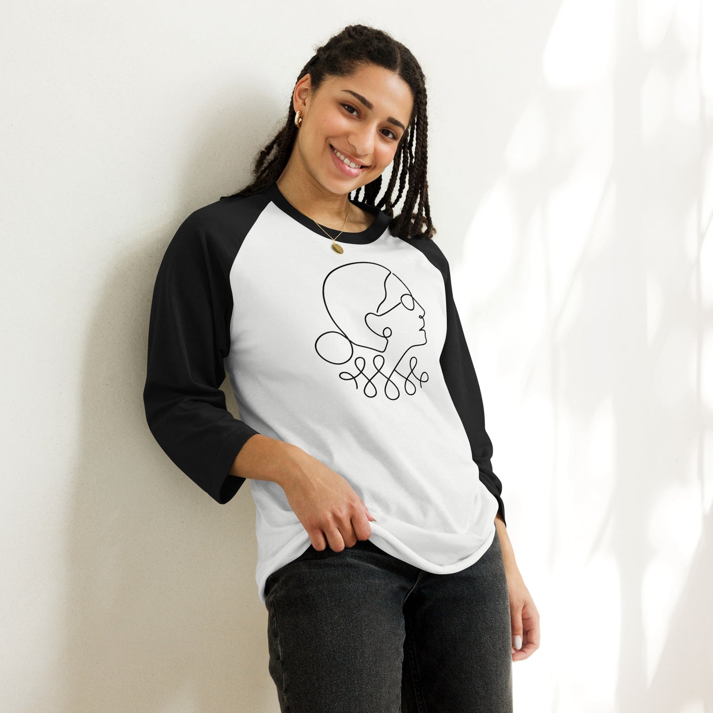 Ruth Bader Ginsburg - 3/4 Sleeve Raglan T-Shirt - Supporting Women's Rights Shirts & Tops Woke American Apparel White/Black XS