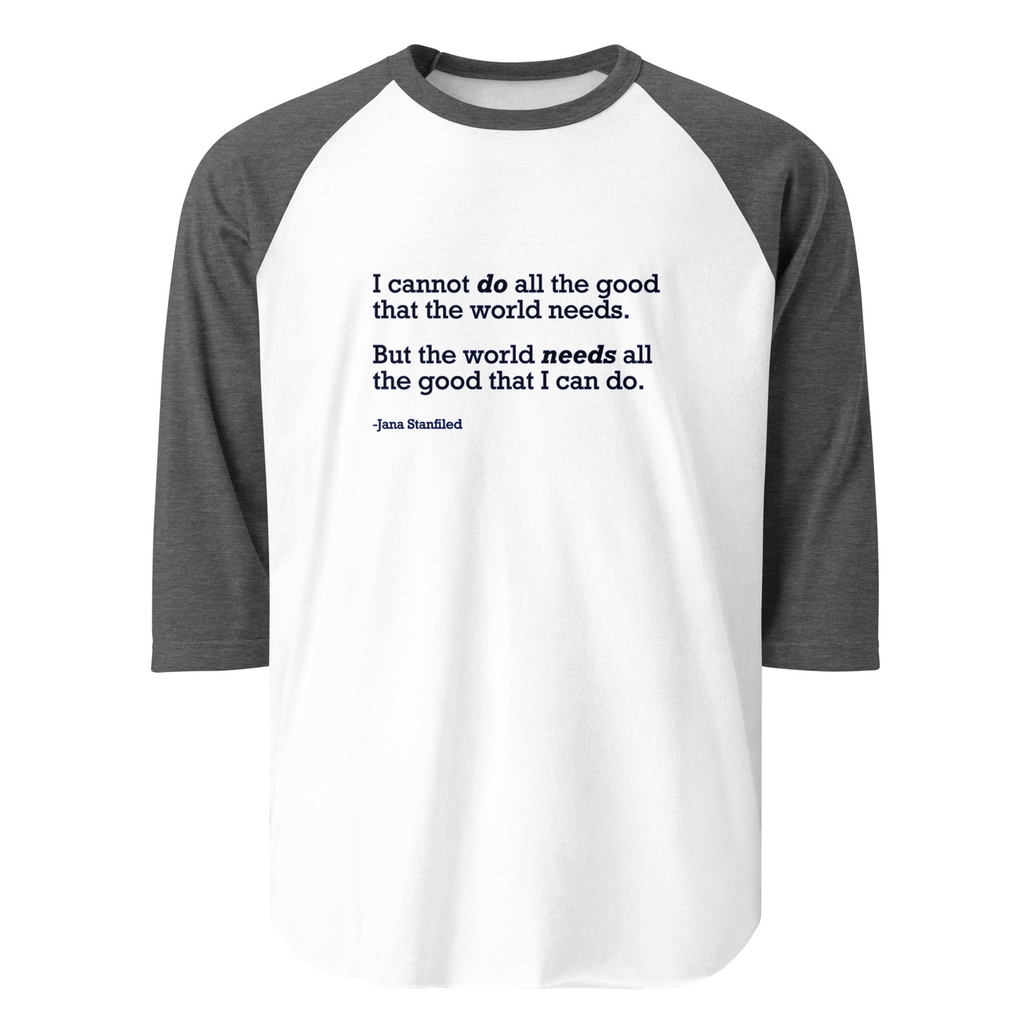 The World Needs Good - 3/4 Sleeve Raglan T-Shirt Shirts & Tops Woke American Apparel White/Heather Charcoal XS