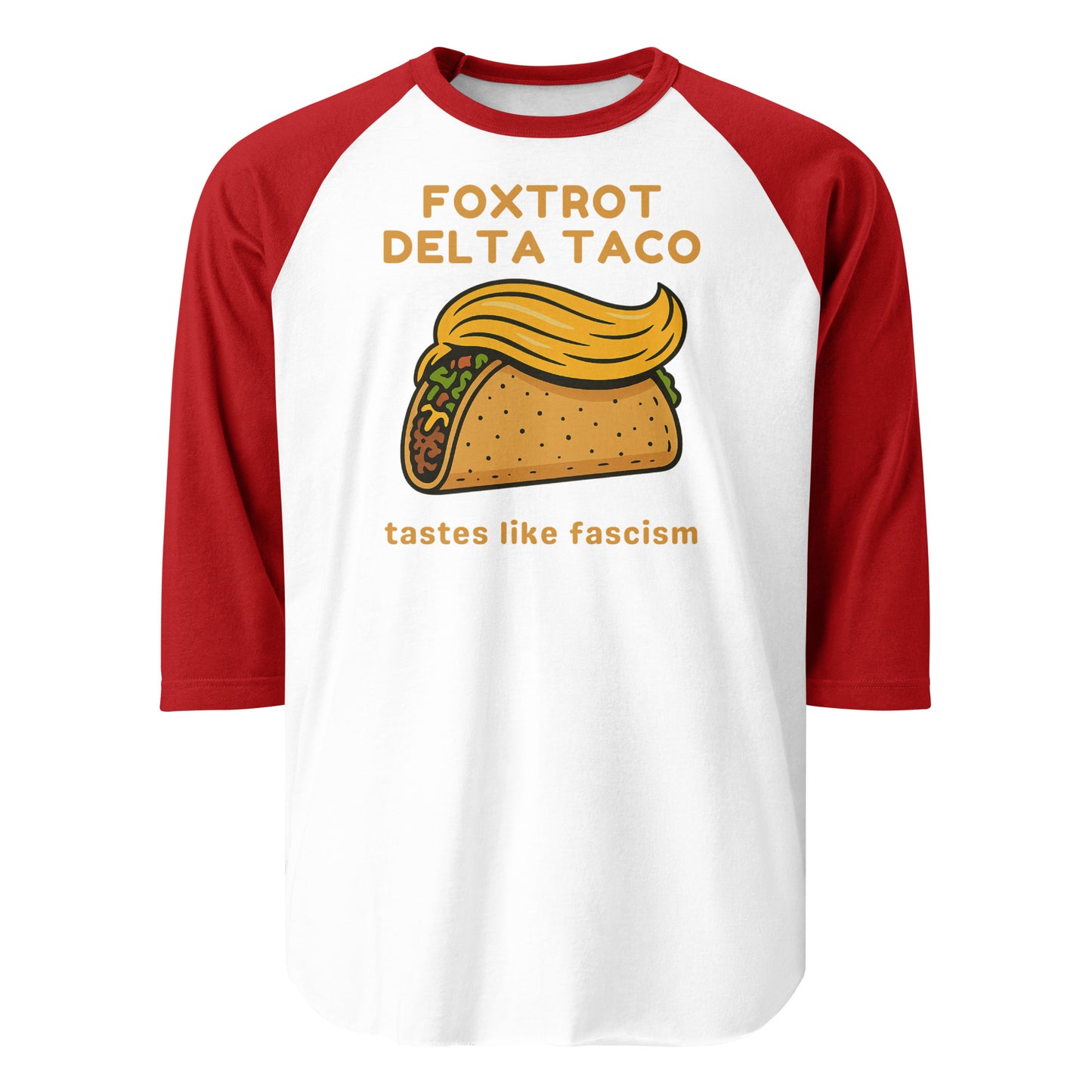 Foxtrot Delta Taco - 3/4 Sleeve Raglan T-Shirt Shirts & Tops Woke American Apparel White/Red XS