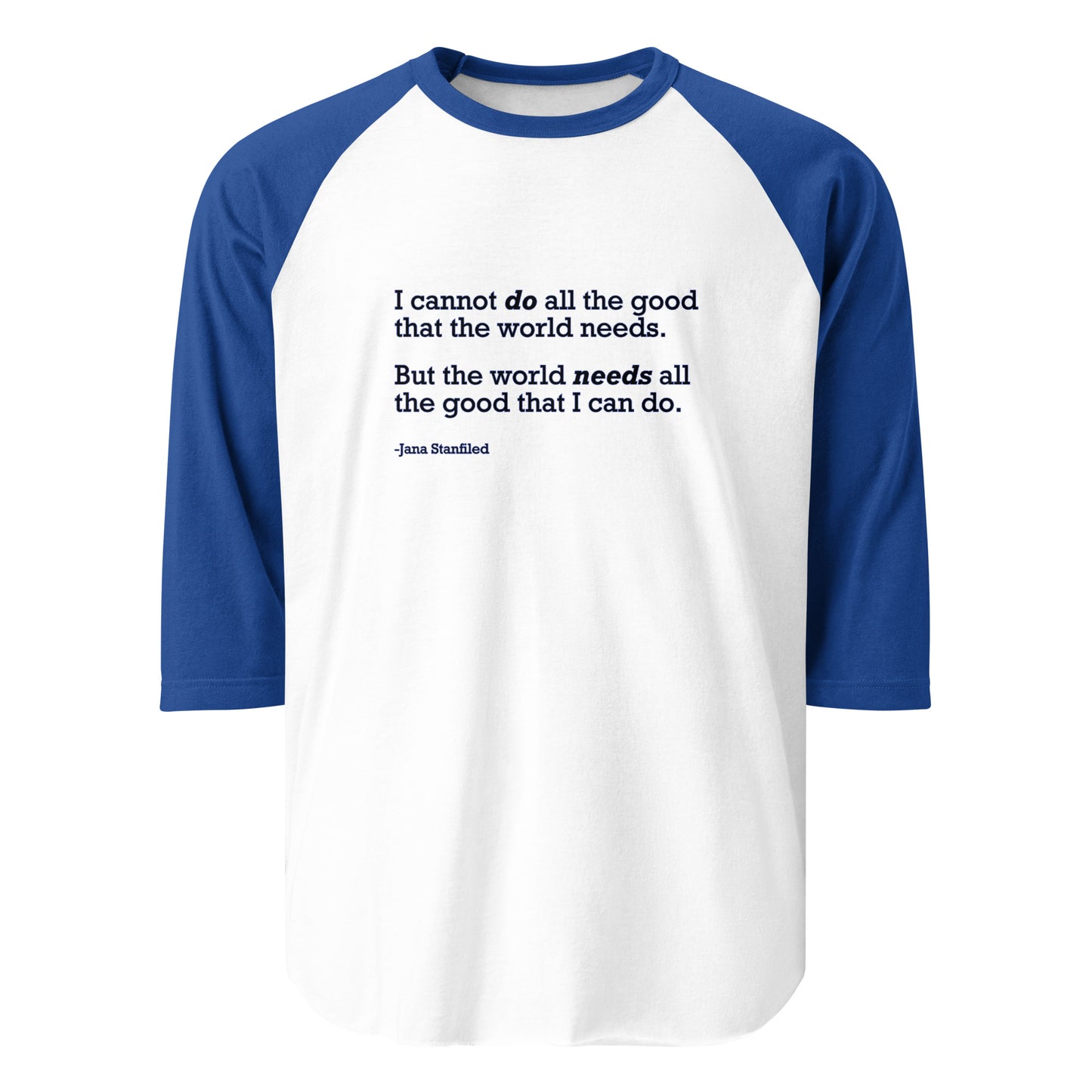 The World Needs Good - 3/4 Sleeve Raglan T-Shirt Shirts & Tops Woke American Apparel White/Royal XS