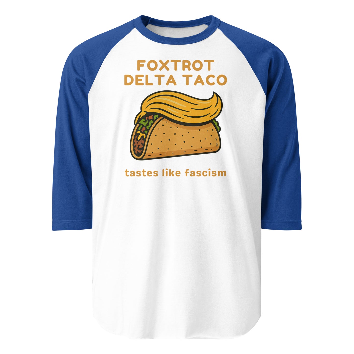 Foxtrot Delta Taco - 3/4 Sleeve Raglan T-Shirt Shirts & Tops Woke American Apparel White/Royal XS