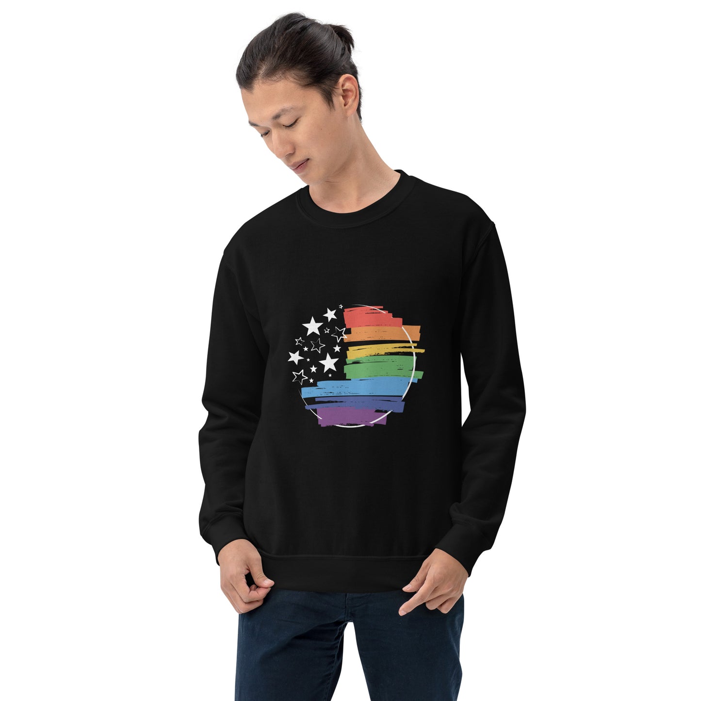 Stars & Pride - Unisex Sweatshirt - Supporting LGBTQIA+ Rights Shirts & Tops Woke American Apparel Black S