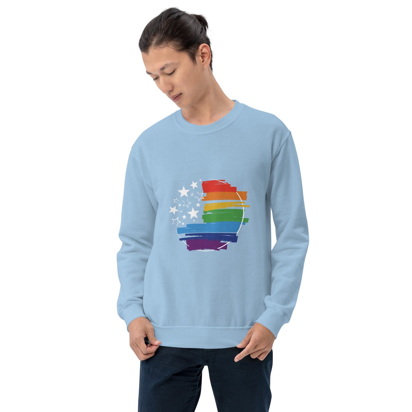 Stars & Pride - Unisex Sweatshirt - Supporting LGBTQIA+ Rights Shirts & Tops Woke American Apparel Light Blue S